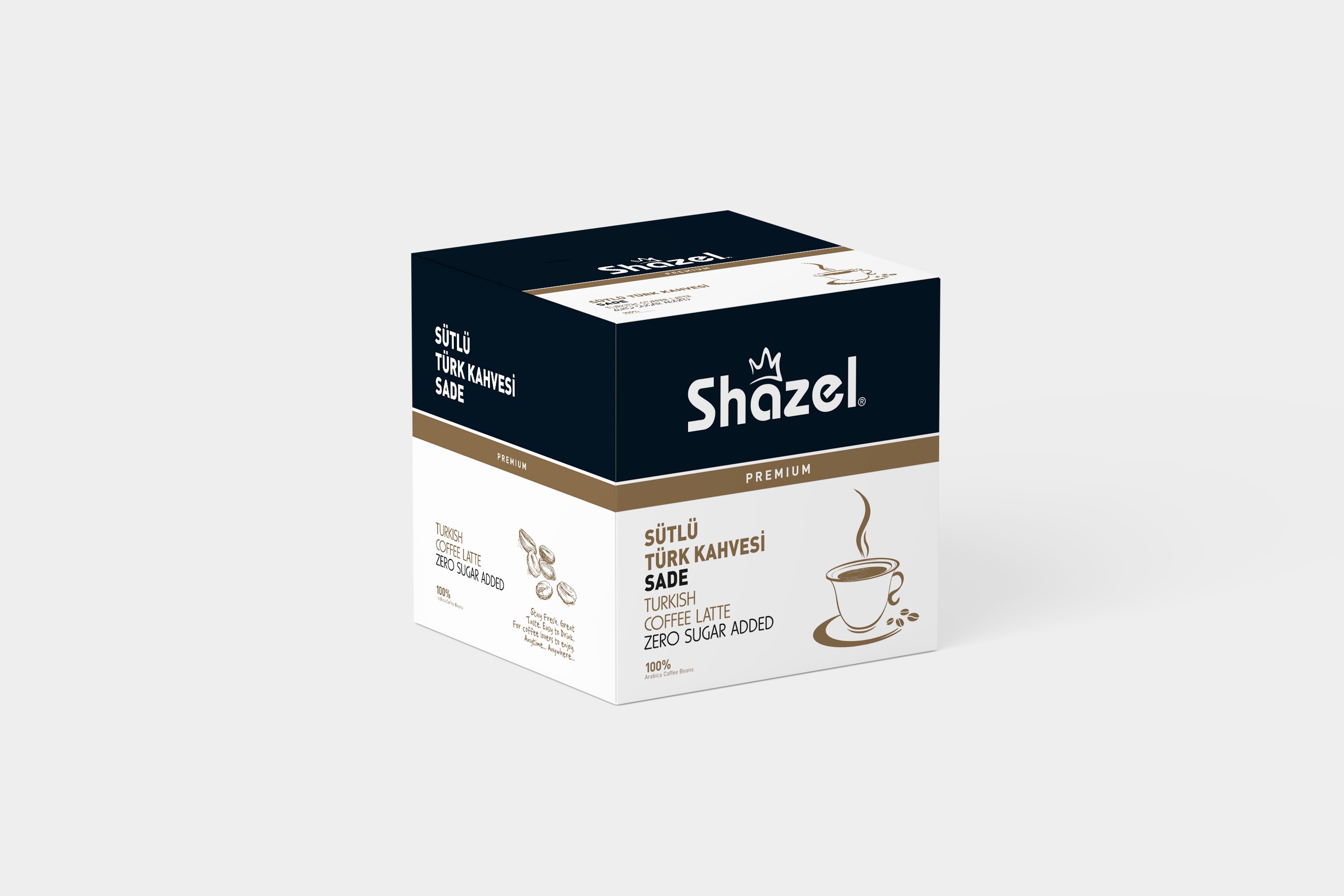Shazel Instant Turkish Coffee Latte – Sugar Free 18G x 12 Pieces 