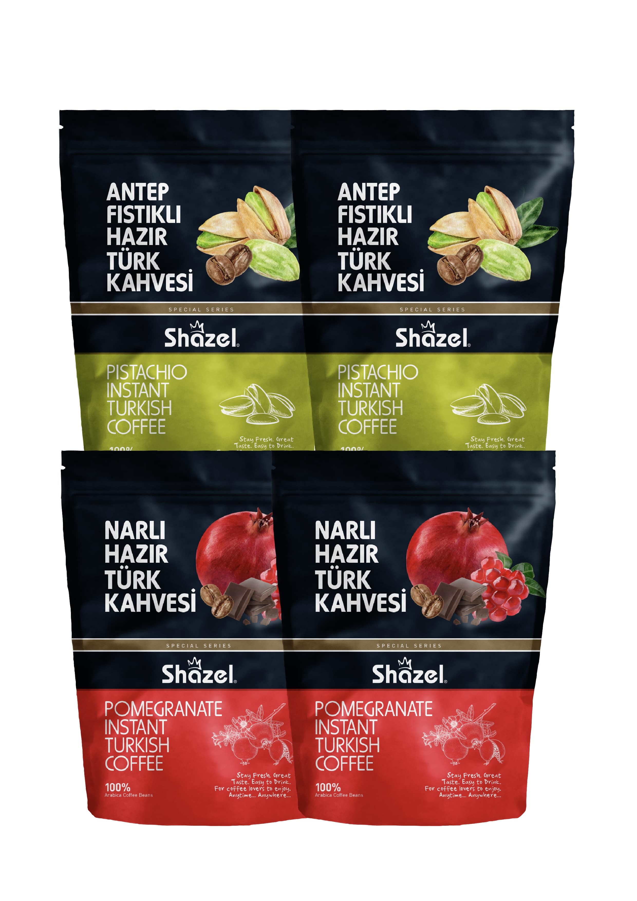Shazel Antep Fıstığı & Nar Aromalı Türk Kahvesi 200 gr x 4 adet
