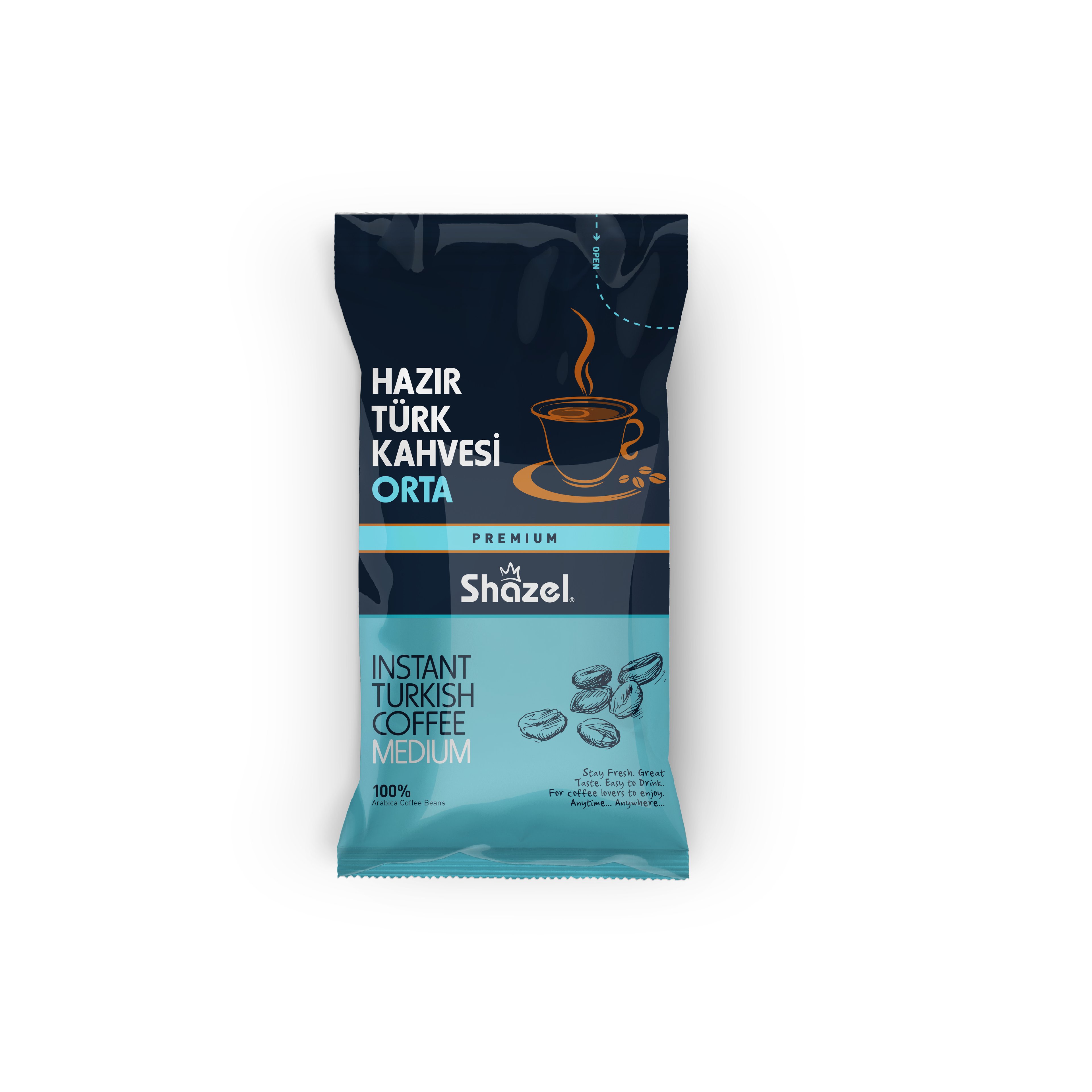 Shazel Instant Turkish Coffee – Medium Sugar – 9G