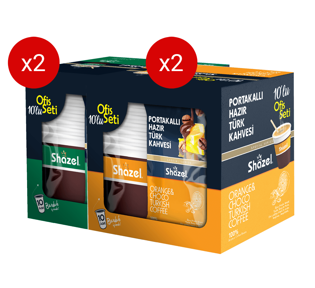 Shazel Mint&Orange Chocolate Turkish Coffee Office Set 4 Box/40 Pieces