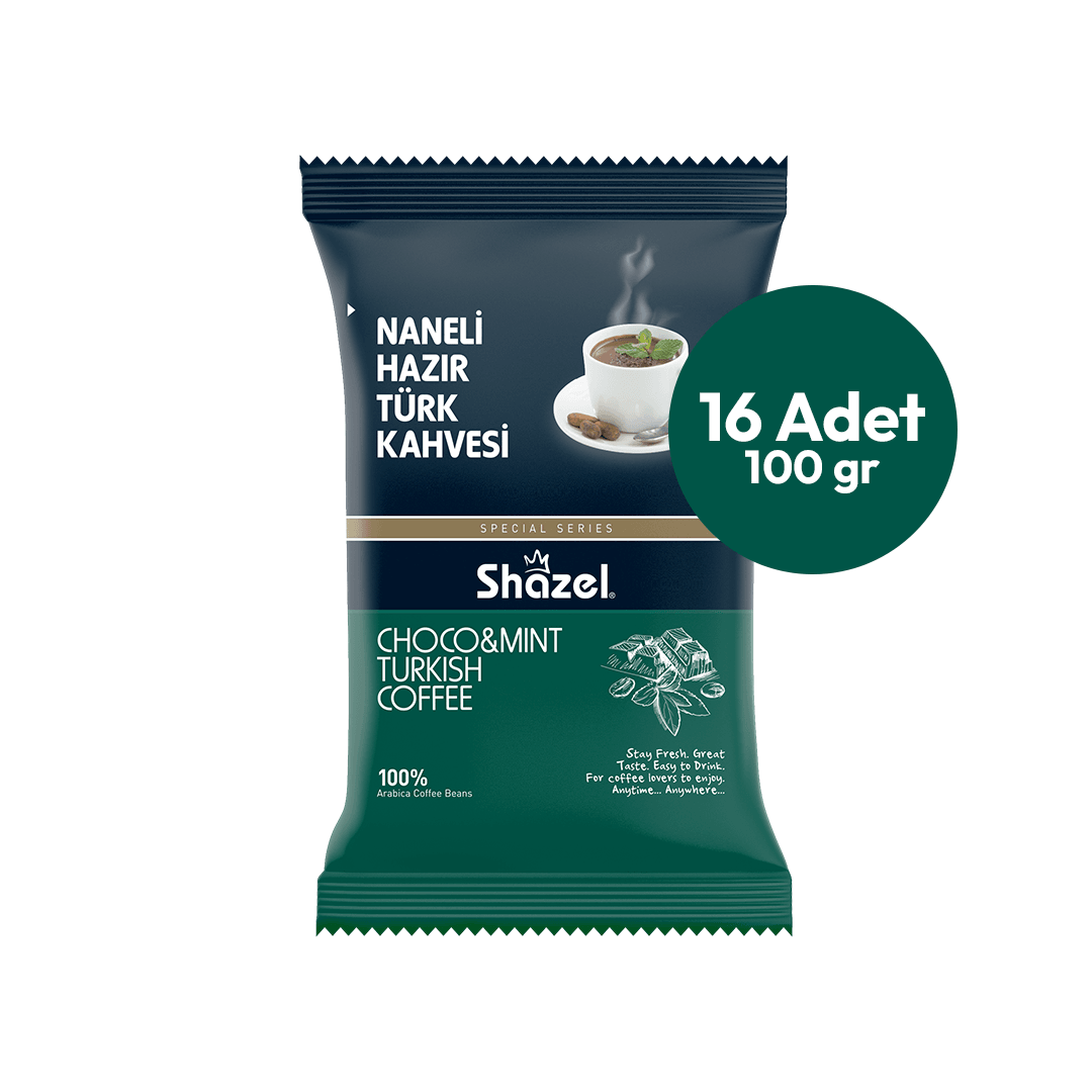 Shazel Naneli Hazır Türk Kahvesi 100 Gr X 16 Adet (Aromalı)