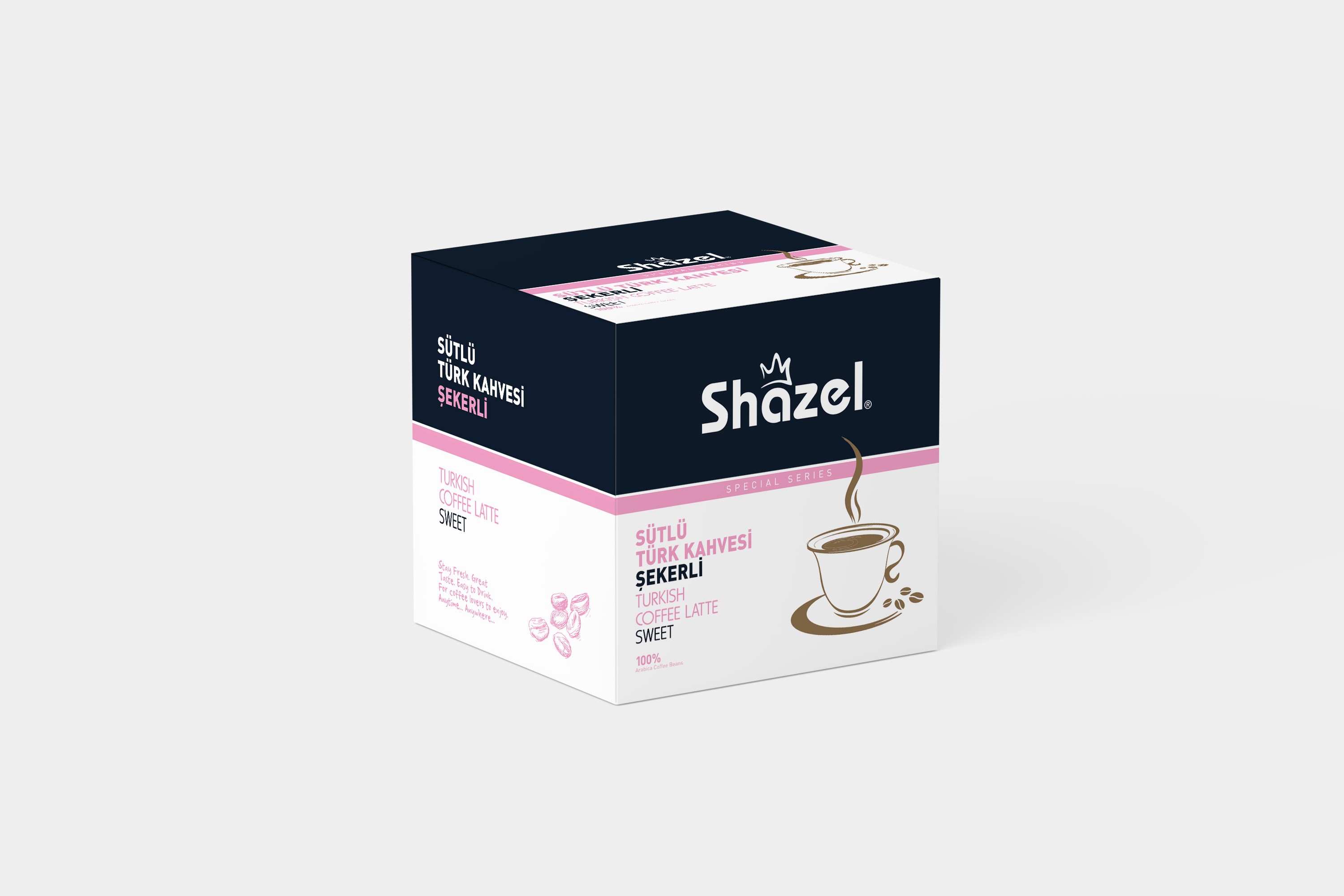 Shazel Instant Turkish Coffee Latte – Sweety 22G x 12 Pieces 