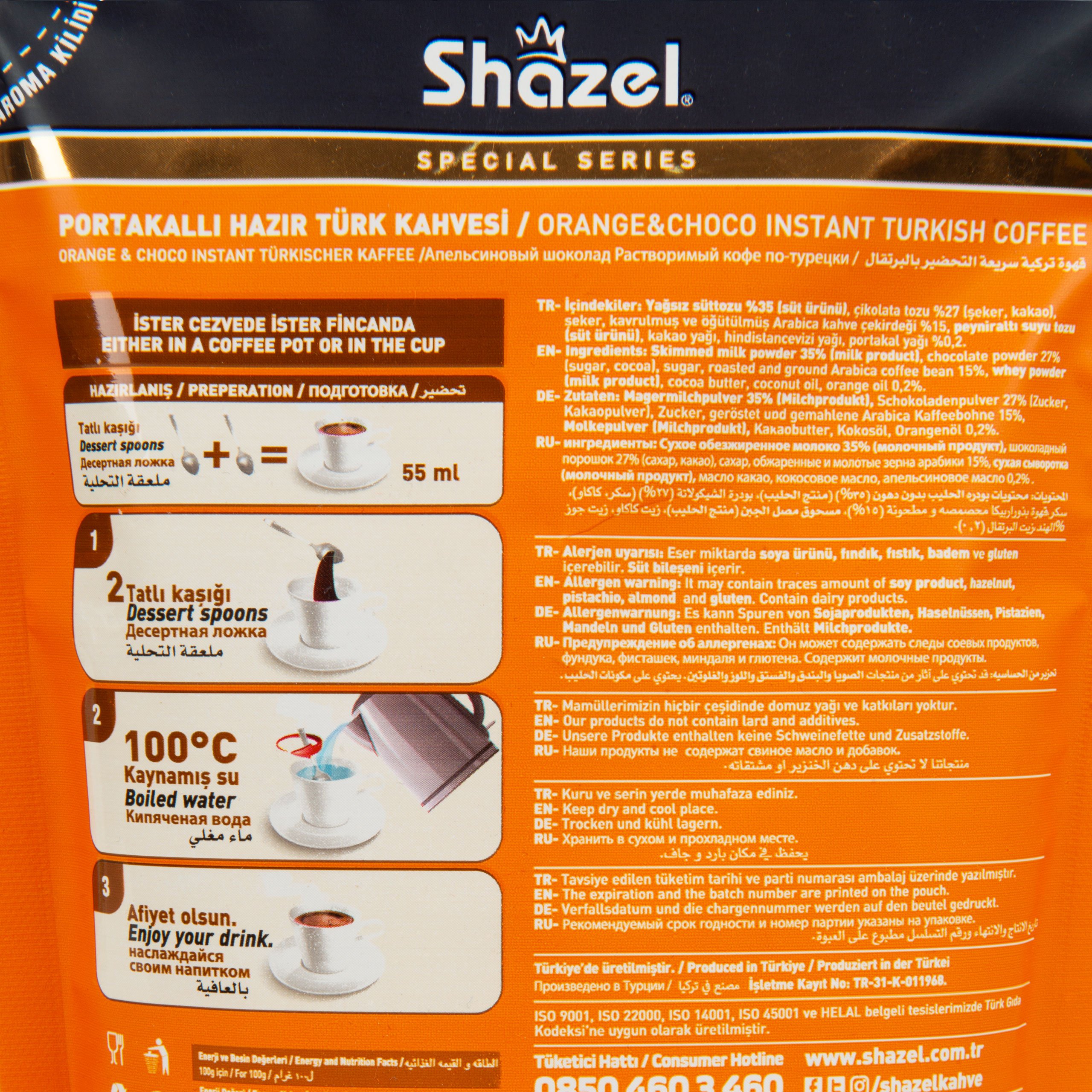 SHAZEL Portakallı Hazır Türk Kahvesi 100G (Aromalı)