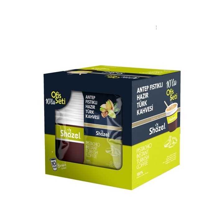 SHAZEL Pistachio Instant Turkish Coffee Office Set 12G x 10 Pieces 