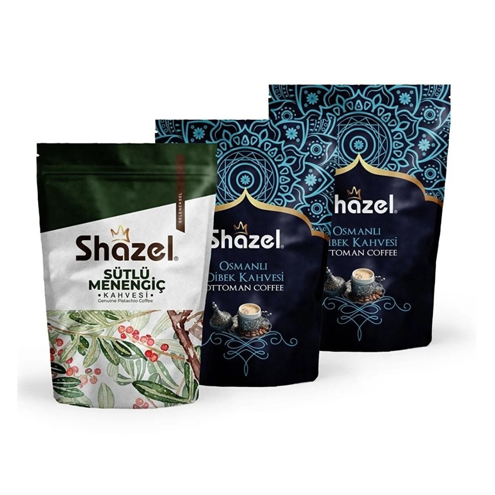 Shazel Instant Genuine Pistachio and Ottoman Dibek Coffee (3 Pieces X 200GR.)