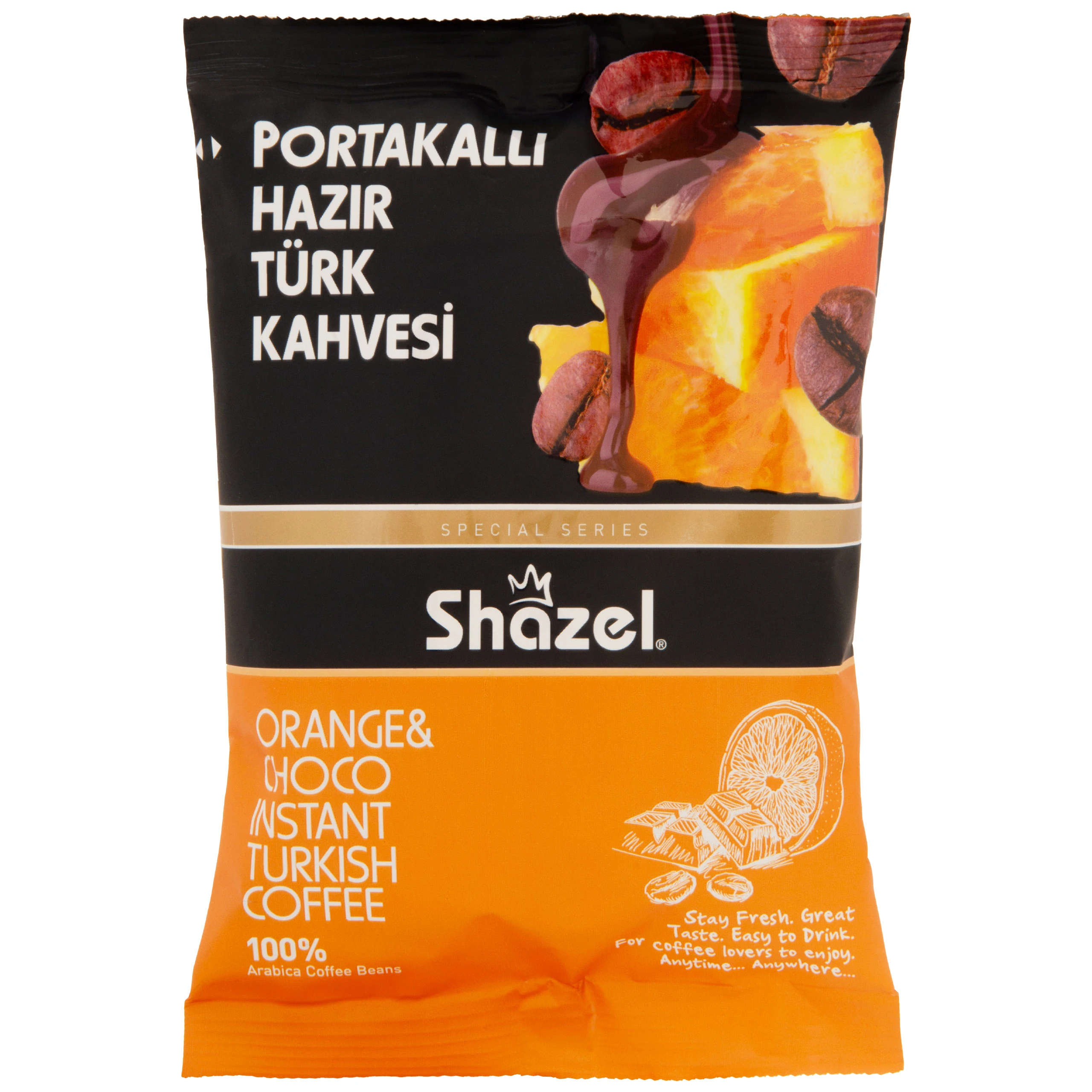 Shazel Portakallı Hazır Türk Kahvesi 100G X 16 Adet (Aromalı)