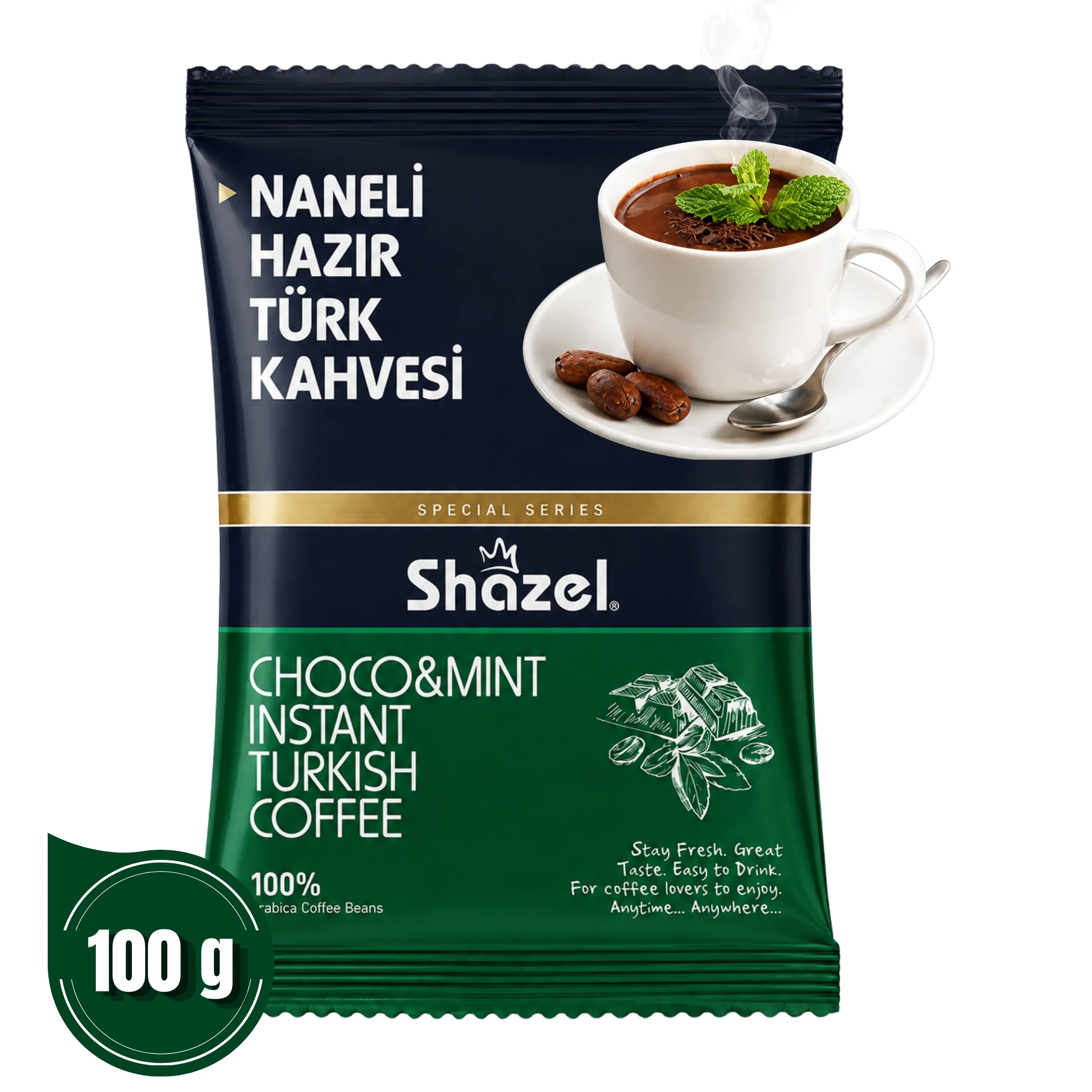 SHAZEL Mint Instant Turkish Coffee 100G (Flavoured)