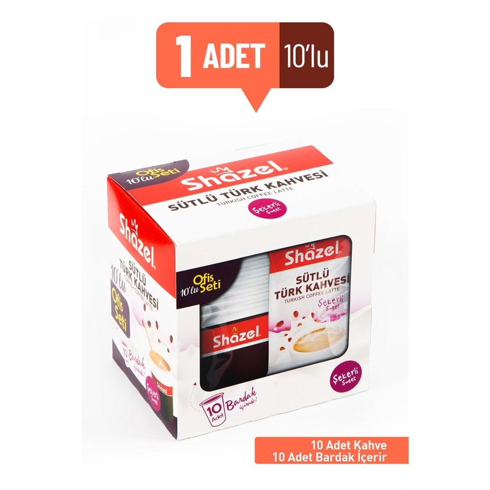 Shazel Instant Turkish Coffee Latte – Sweety Office Set 22G x 10 Pieces