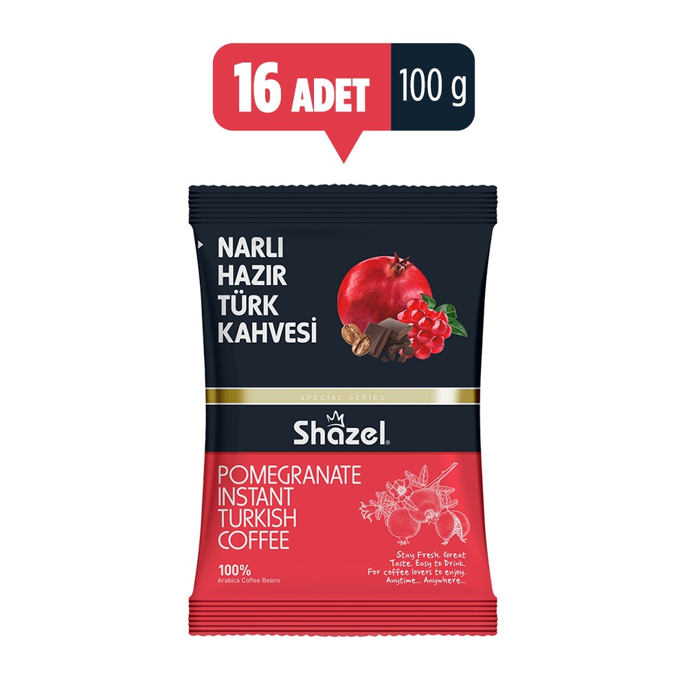 SHAZEL Narlı Hazır Türk Kahvesi 100G (100g x 16 Adet )