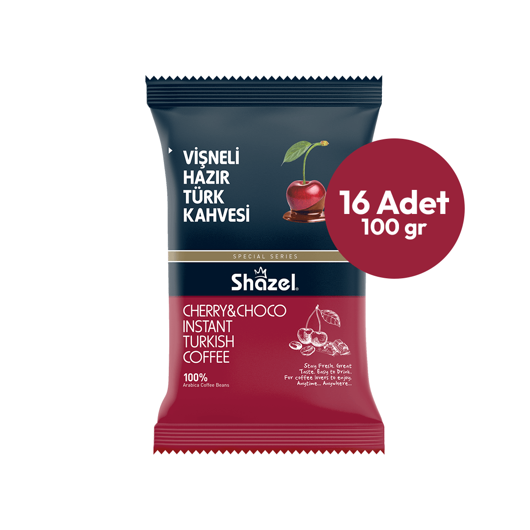 Shazel Vişneli Hazır Türk Kahvesi 100G X 16 Adet (Aromalı)