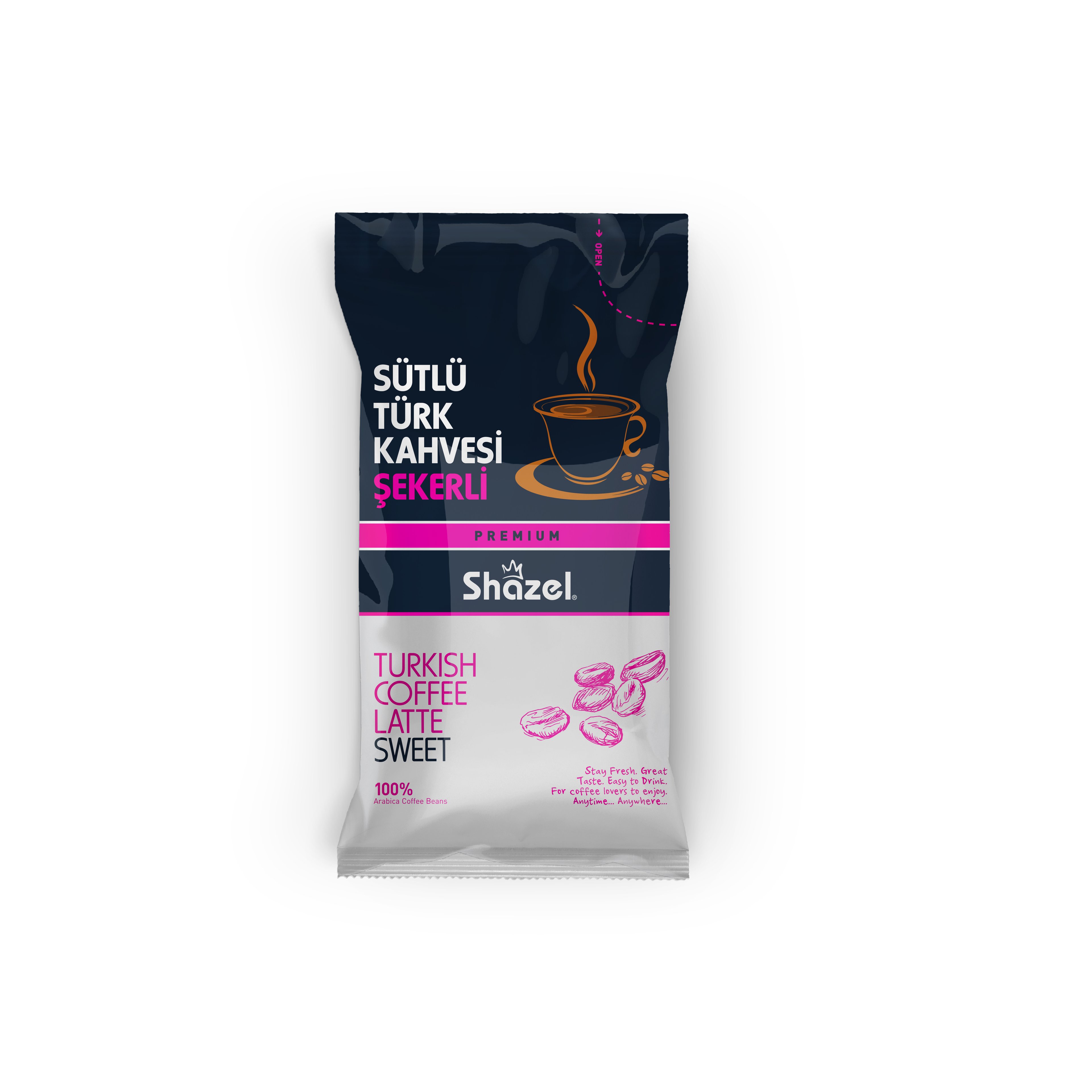 Shazel Instant Turkish Coffee Latte – Sweety 22G x 12 Pieces 