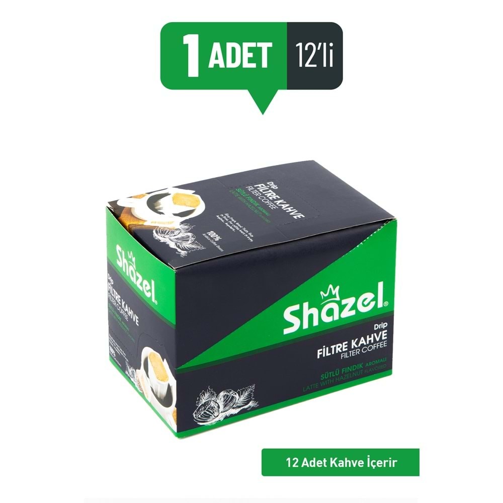 Shazel Drip Filter Coffee Hazelnut 15 g – 12 Pieces 