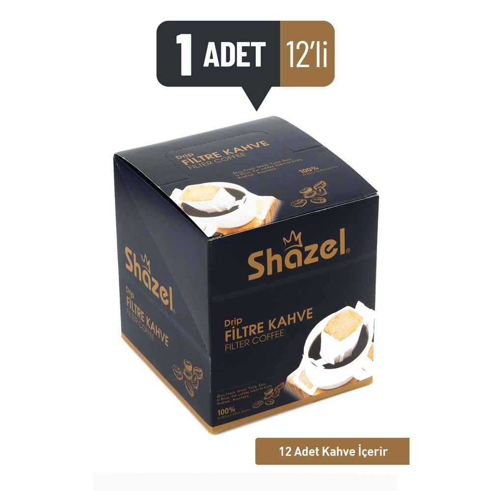 SHAZEL Drip Filtre Kahve Klasik 8G x 12 Adet