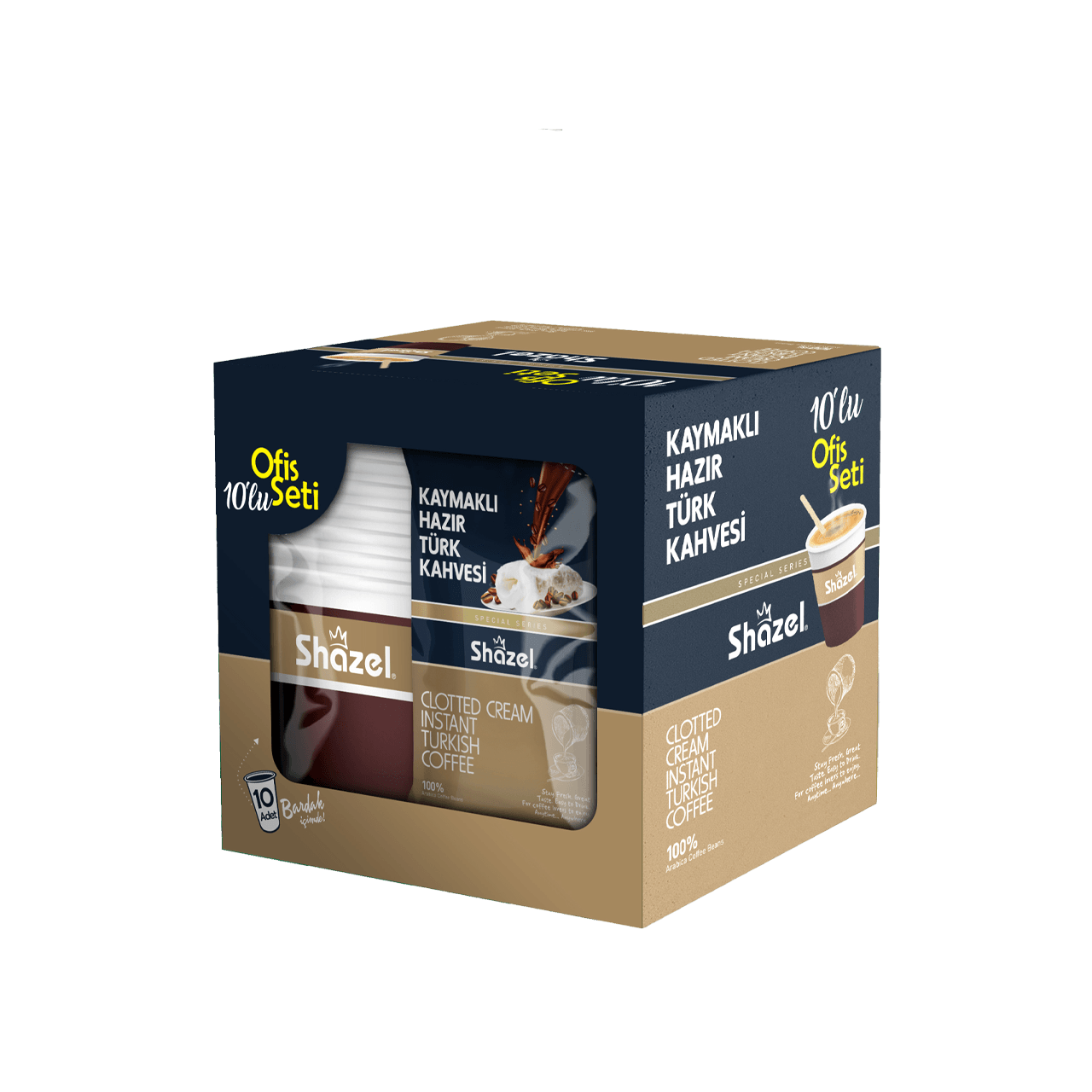 SHAZEL Clotted Cream Instant Turkish Coffee Office Set 12G x 10 Pieces x 12 Box x 1 Carton