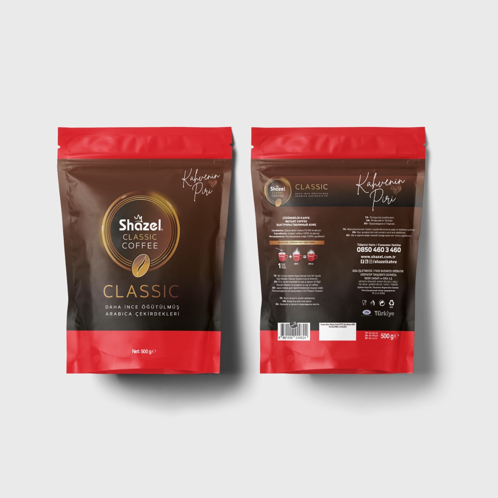 Shazel KLASİK ÇÖZÜNEBİLİR KAHVE 500GR