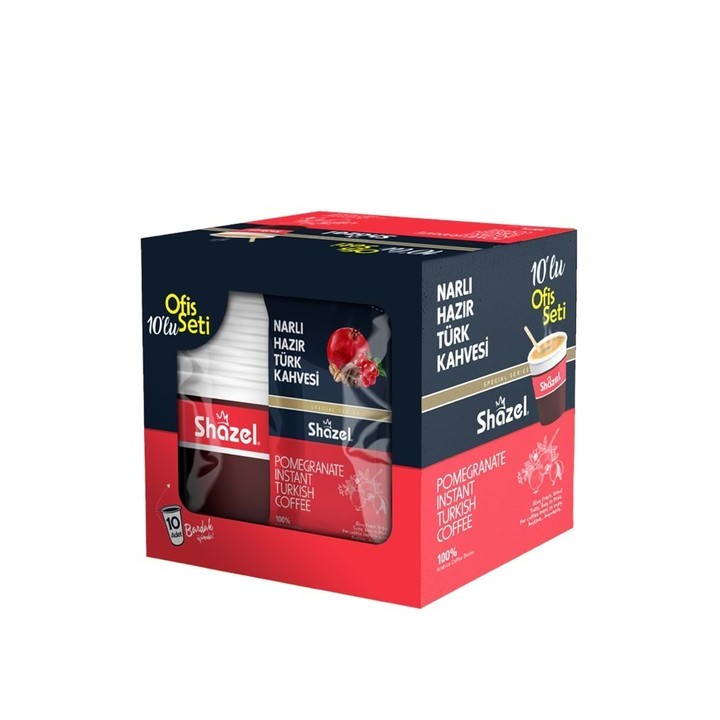 SHAZEL Pomegranate Instant Turkish Coffee Office Set 12G x 10 Pieces