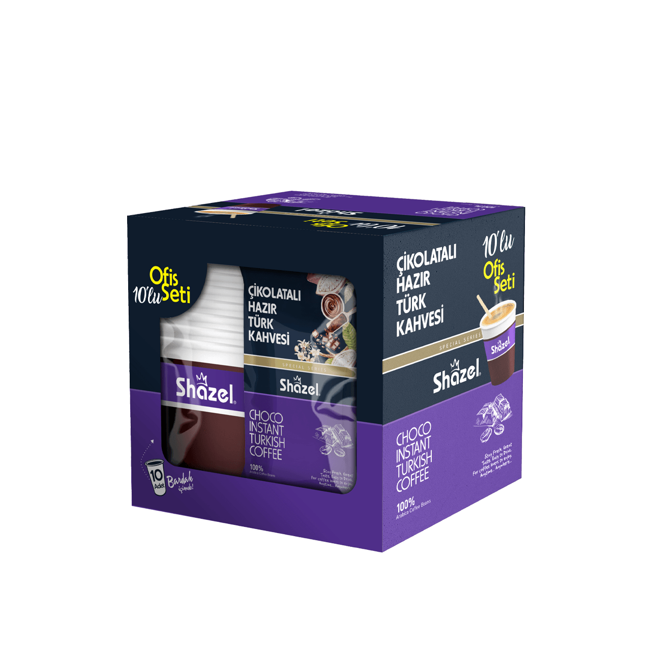 Shazel Choco Instant Turkish Coffee – Office Set 12G x 10 Pieces x 12 Box x 1 Carton