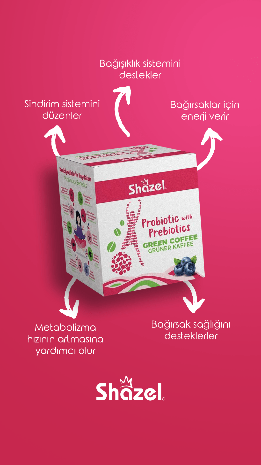 SHAZEL GREEN COFFEE WITH PROBIOTIC & PREBIOTIC 4g x 14 Pieces 