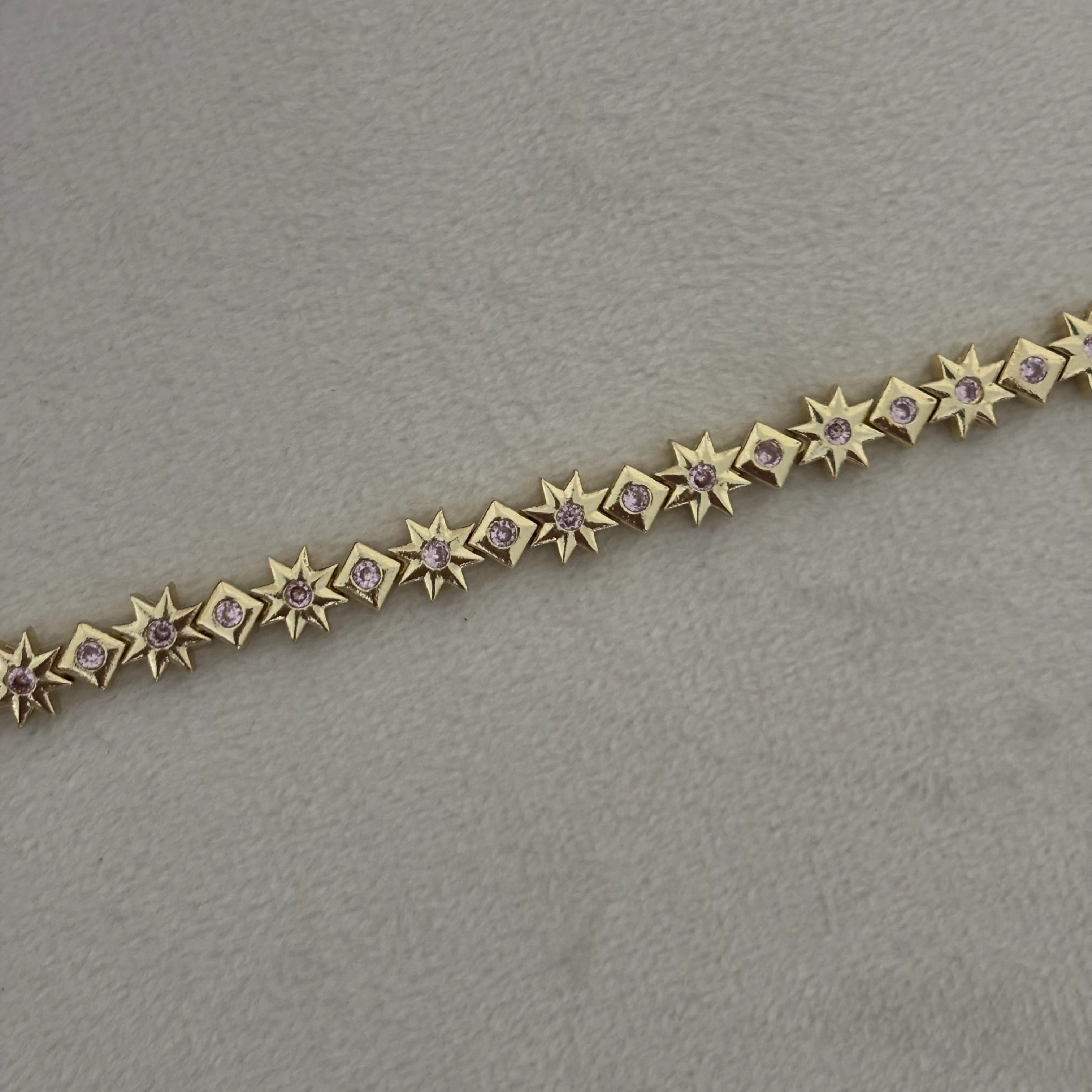 güneş bileklik | pembe taşlı 