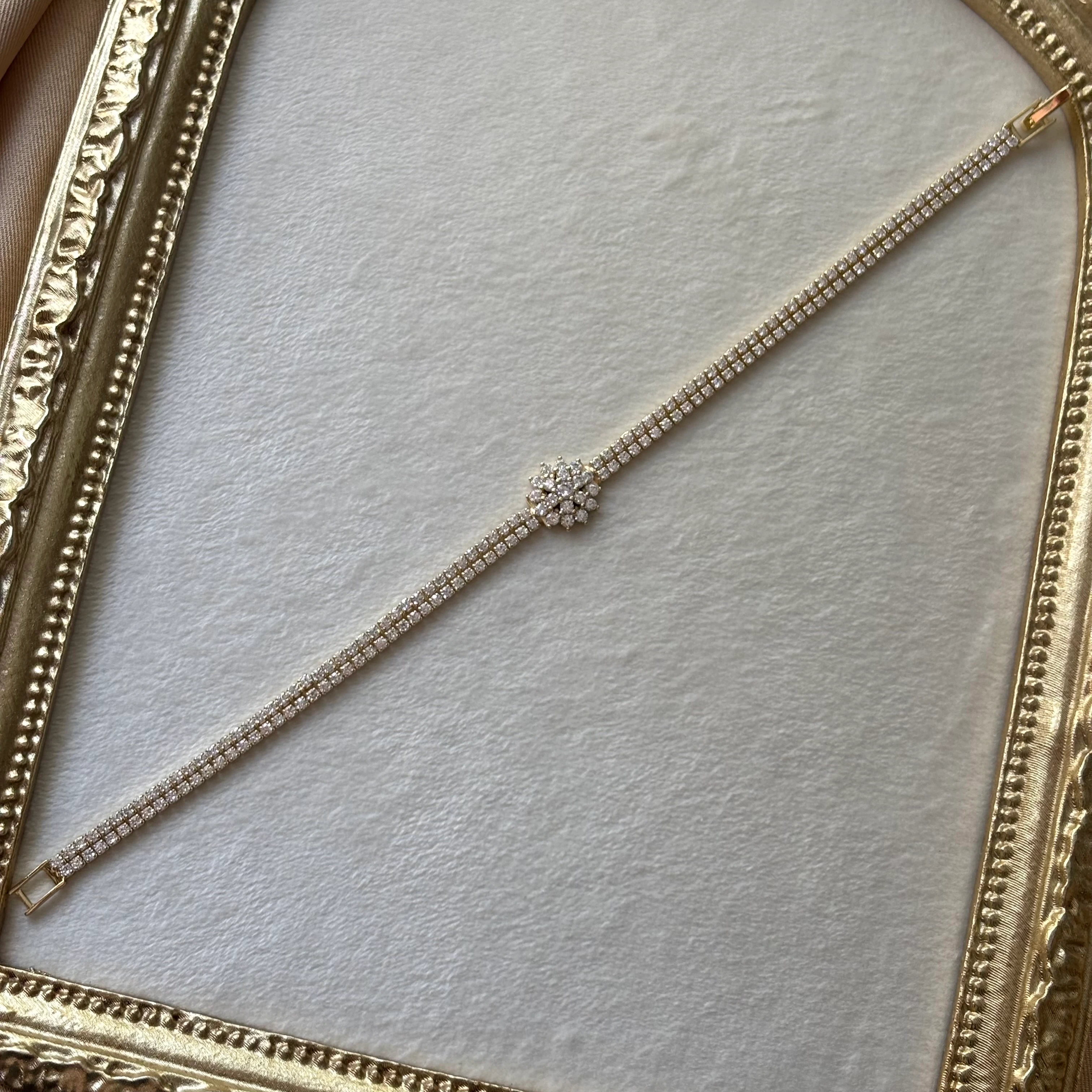 xuping | taşlı çiçek bileklik | gold 