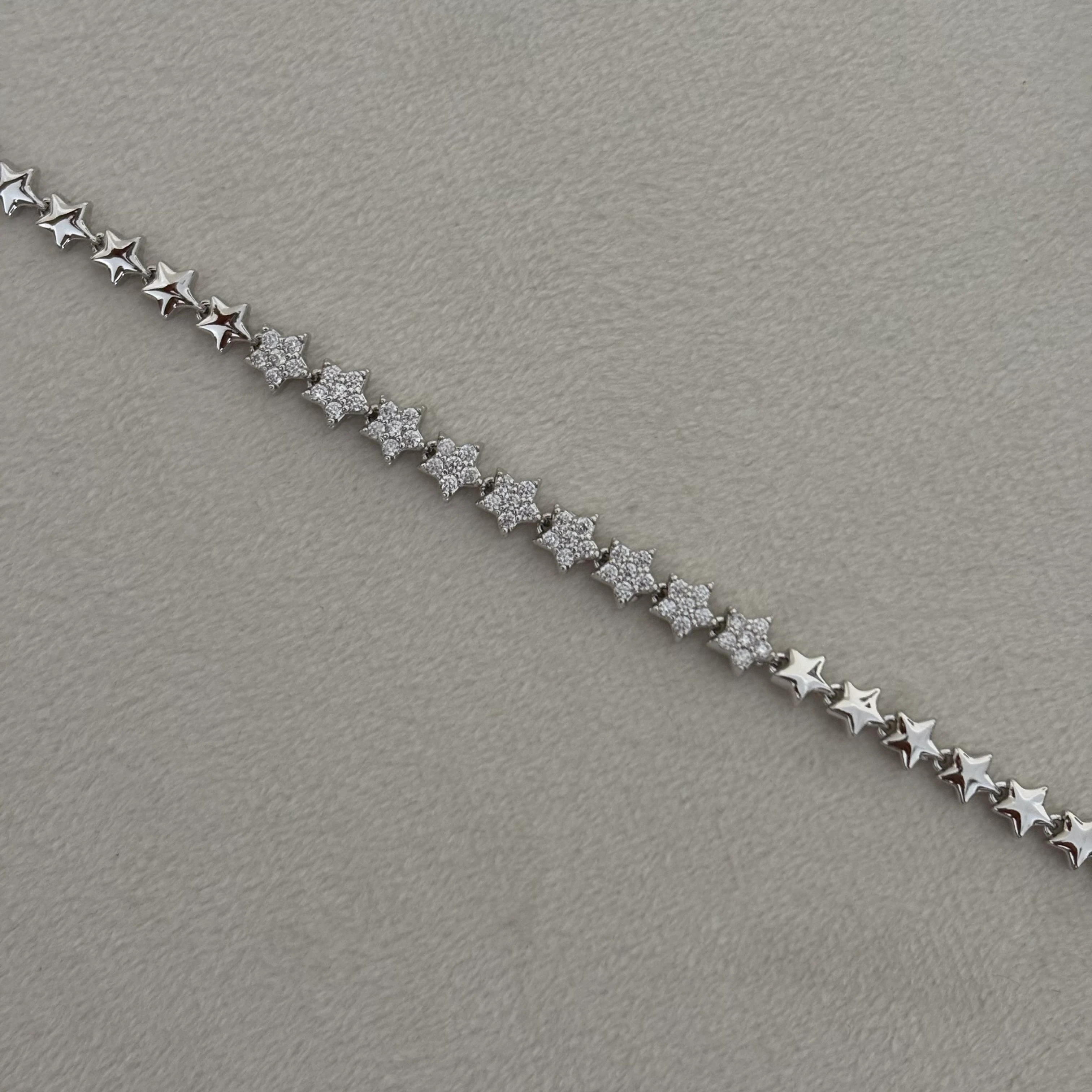 silver yıldızlı taşlı bileklik 