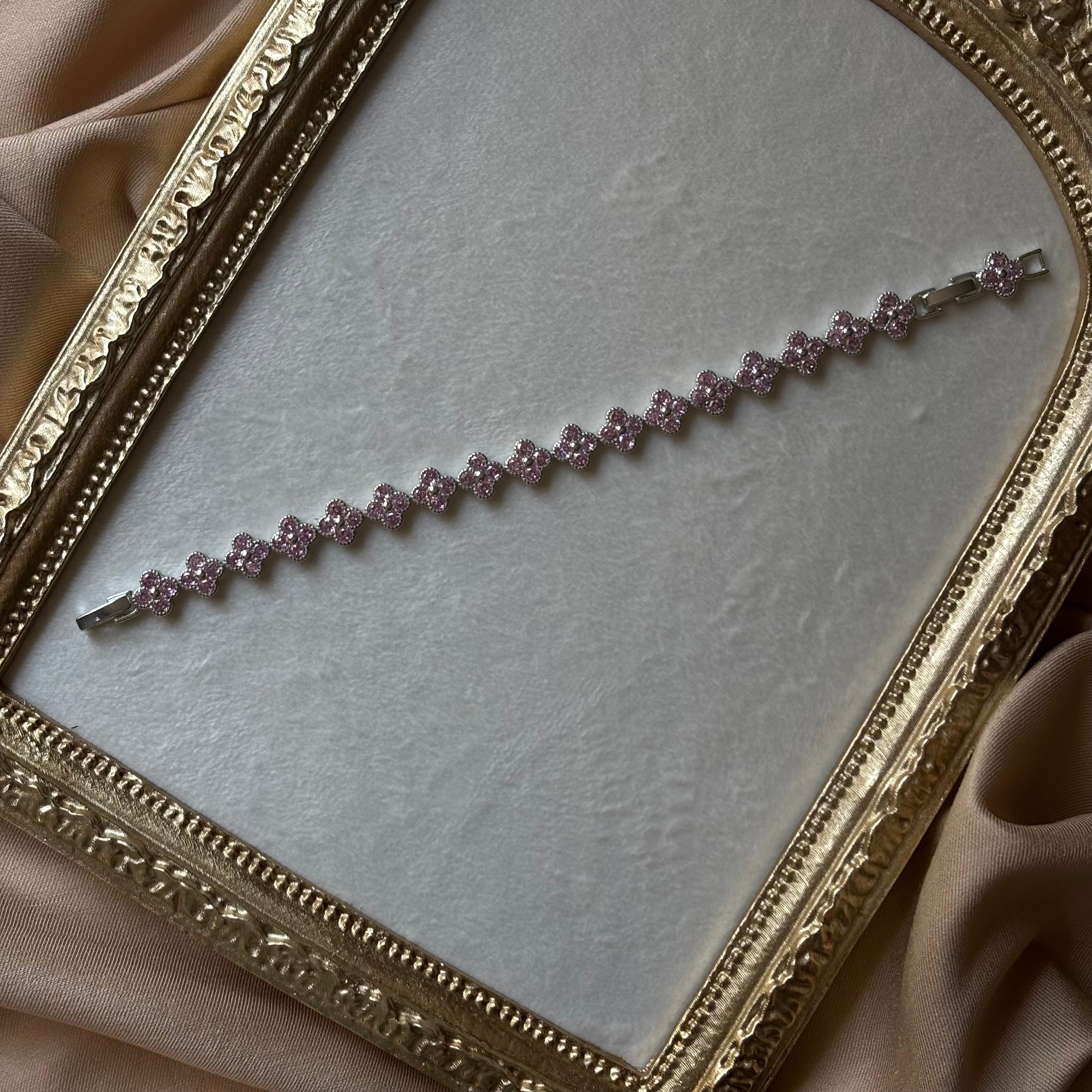 silver pembe çiçekli bileklik 