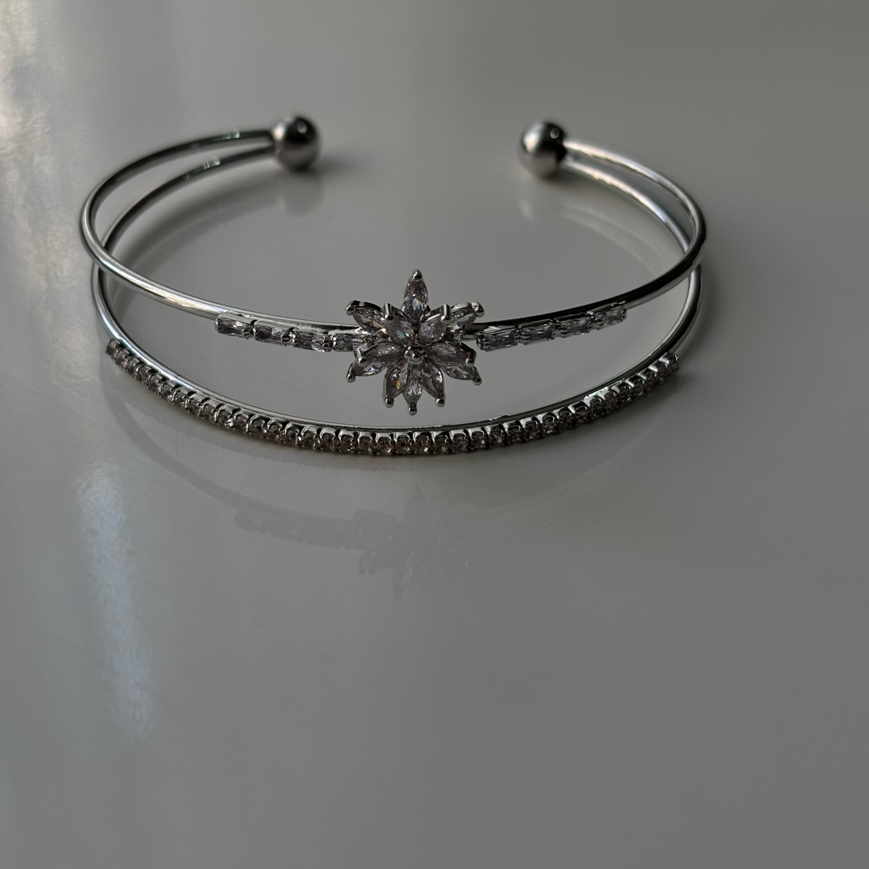 Pirinç kelepçe - kar tanesi - silver