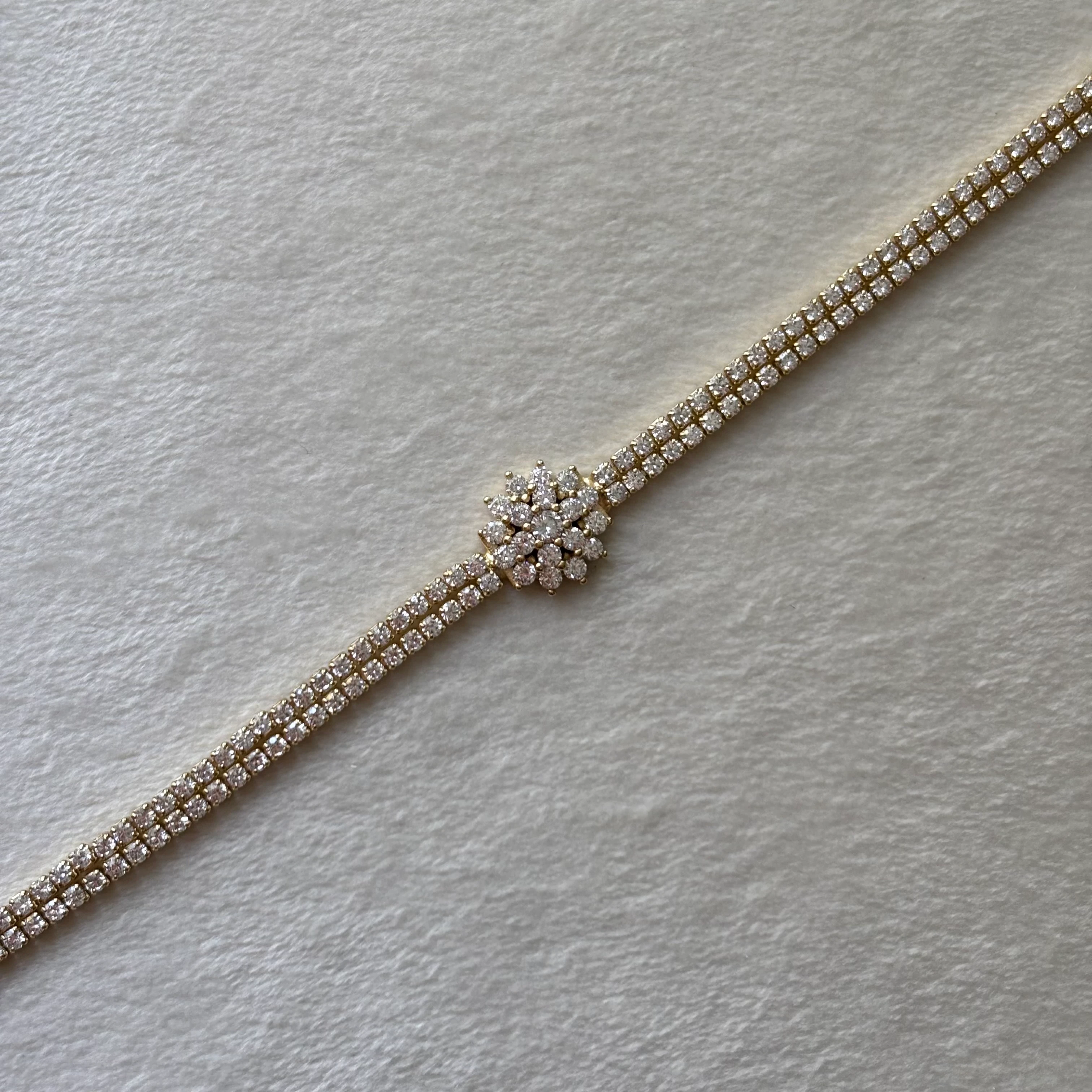 xuping | taşlı çiçek bileklik | gold 