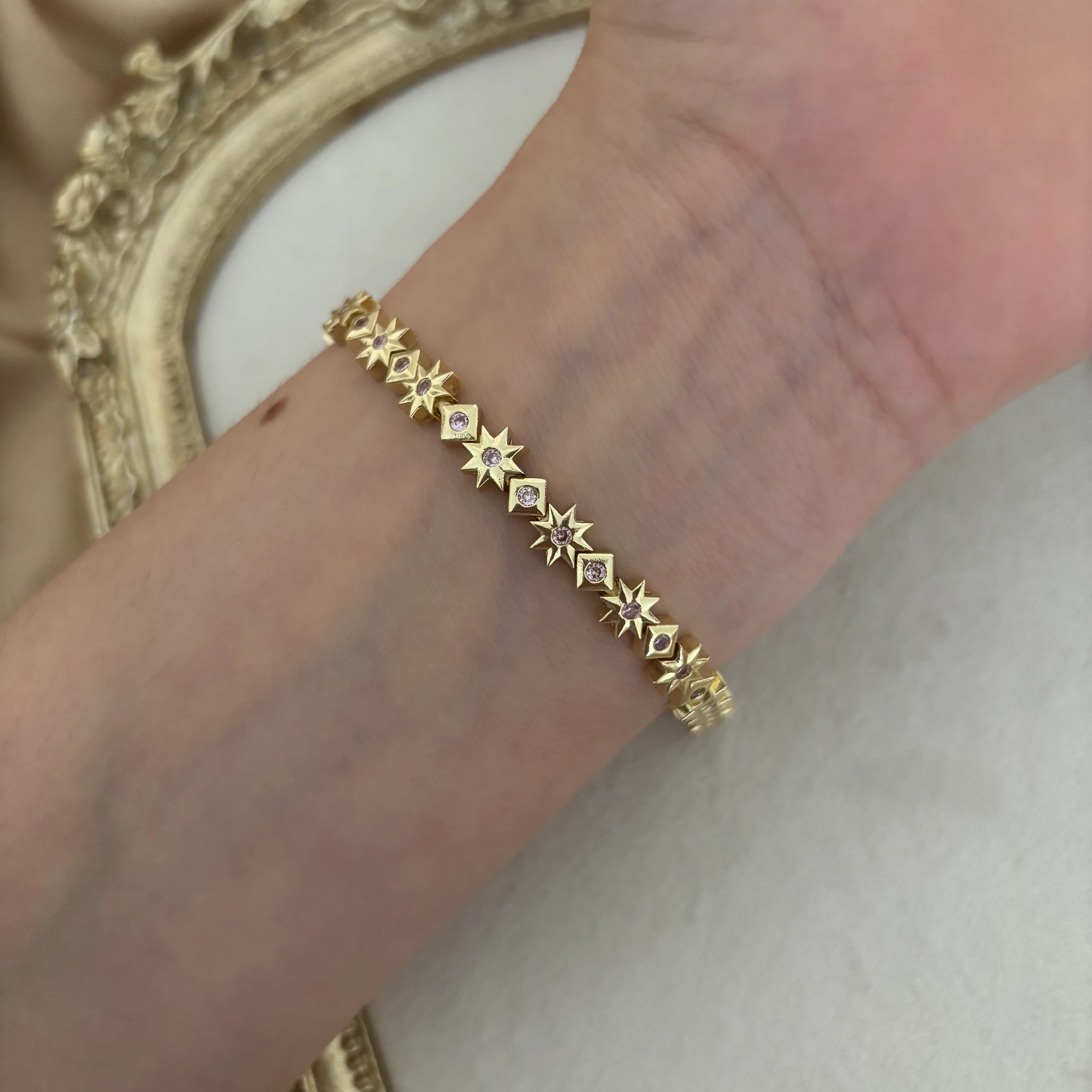 güneş bileklik | pembe taşlı 