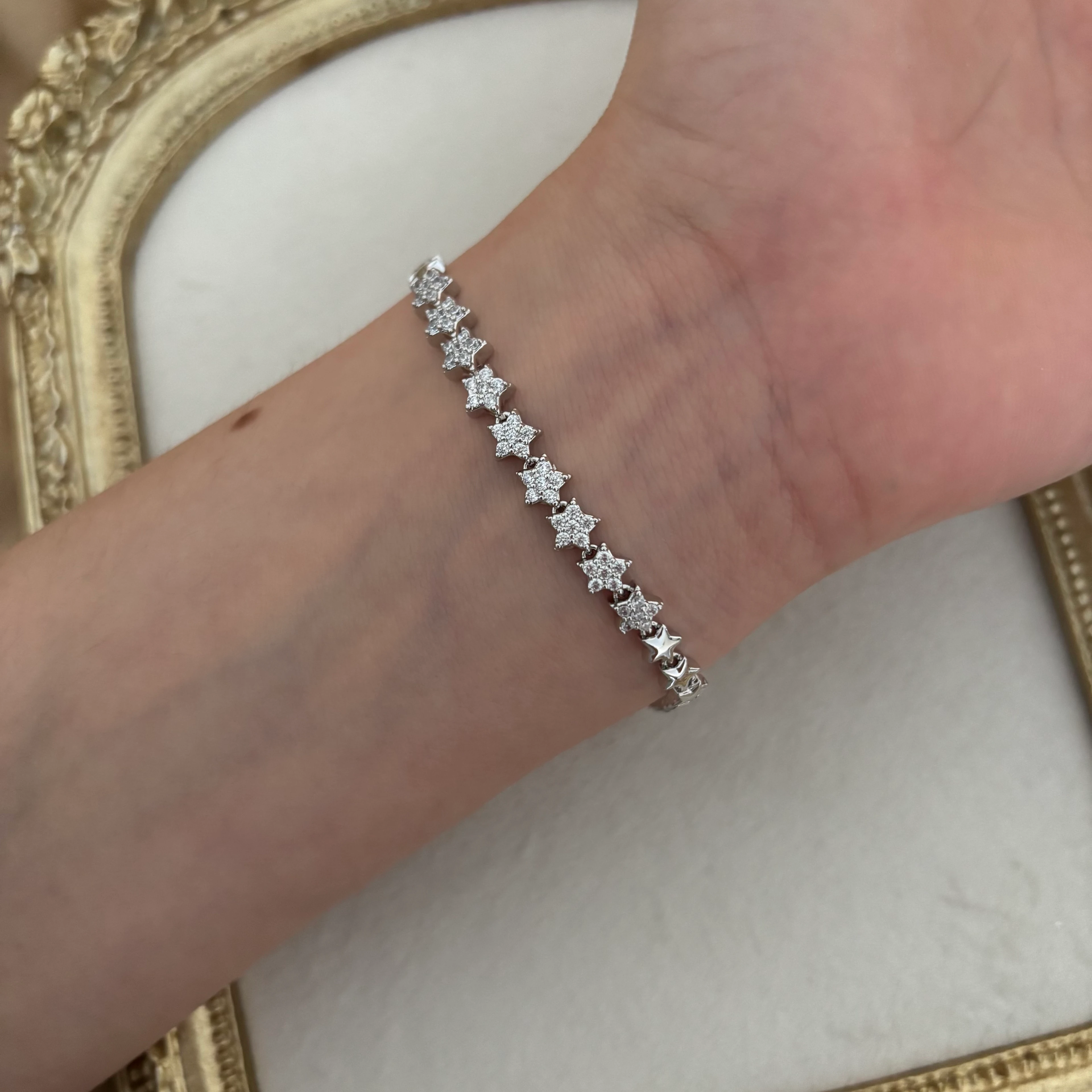 silver yıldızlı taşlı bileklik 