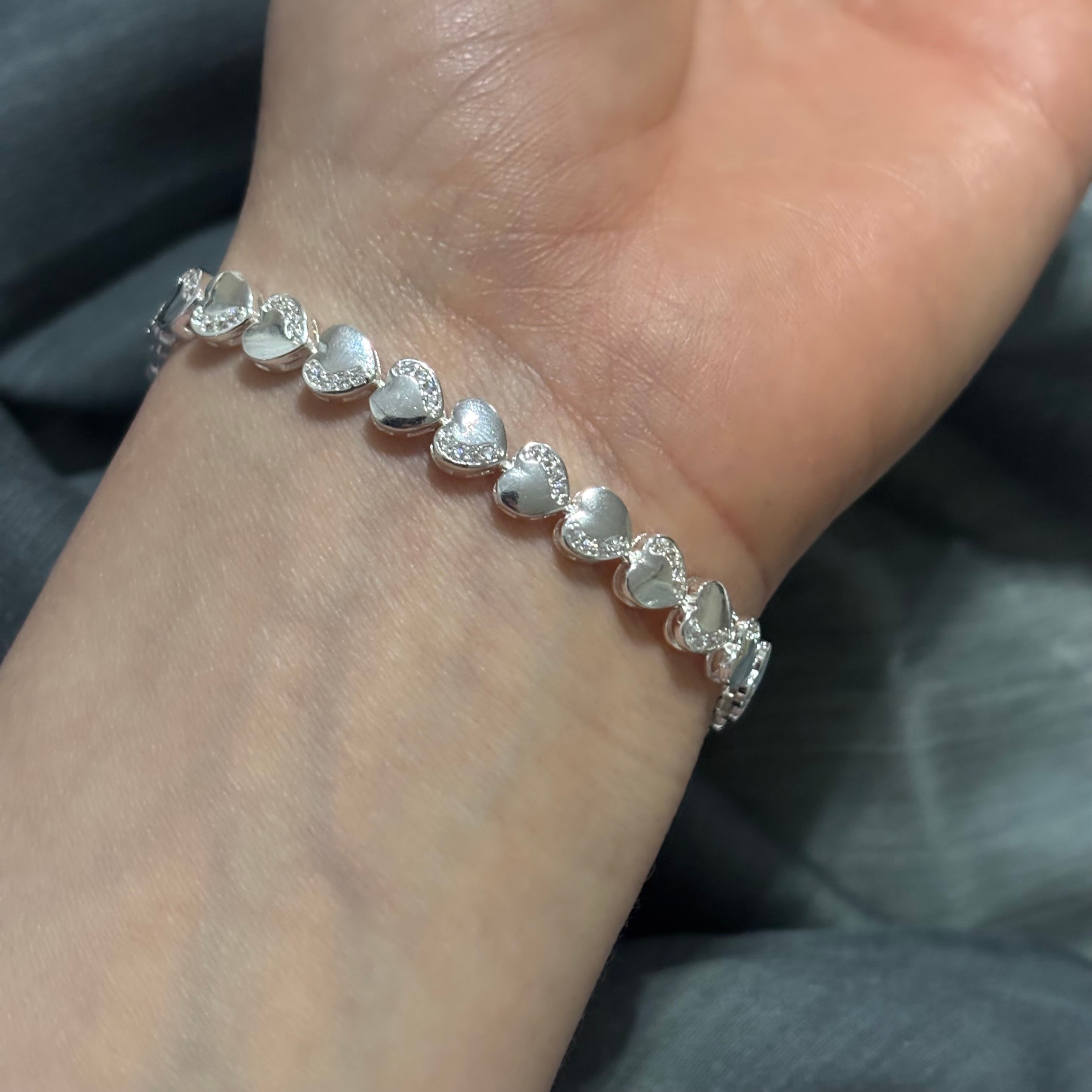 sıralı silver kalp bileklik 