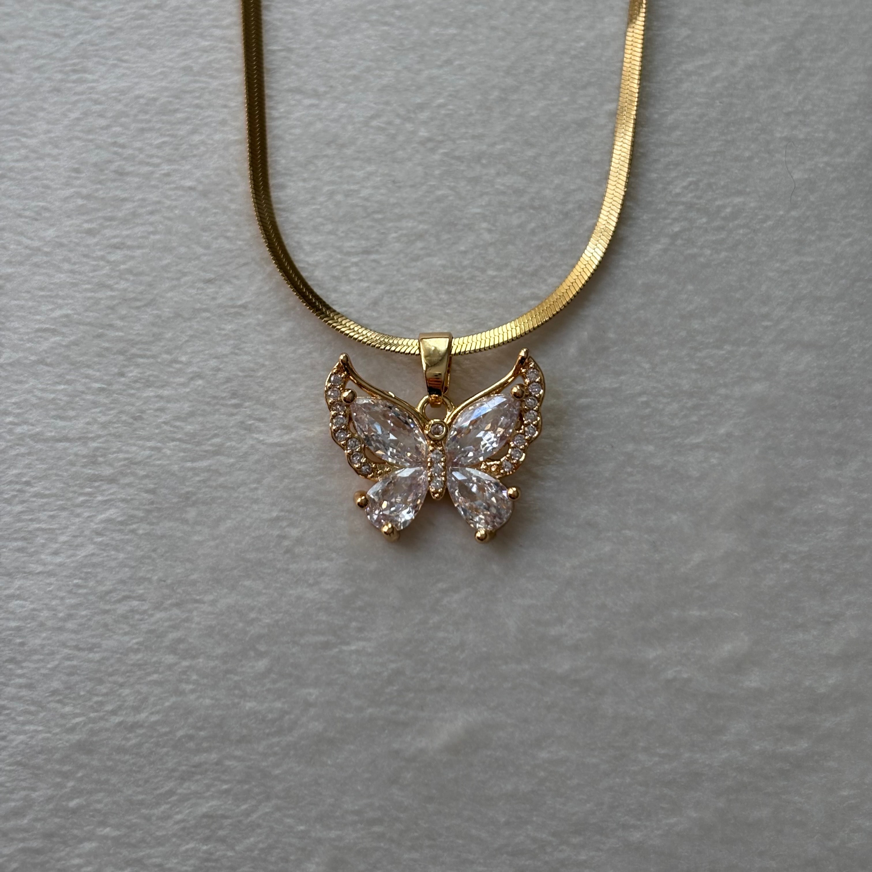 çelik kolye | beyaz taşlı | gold