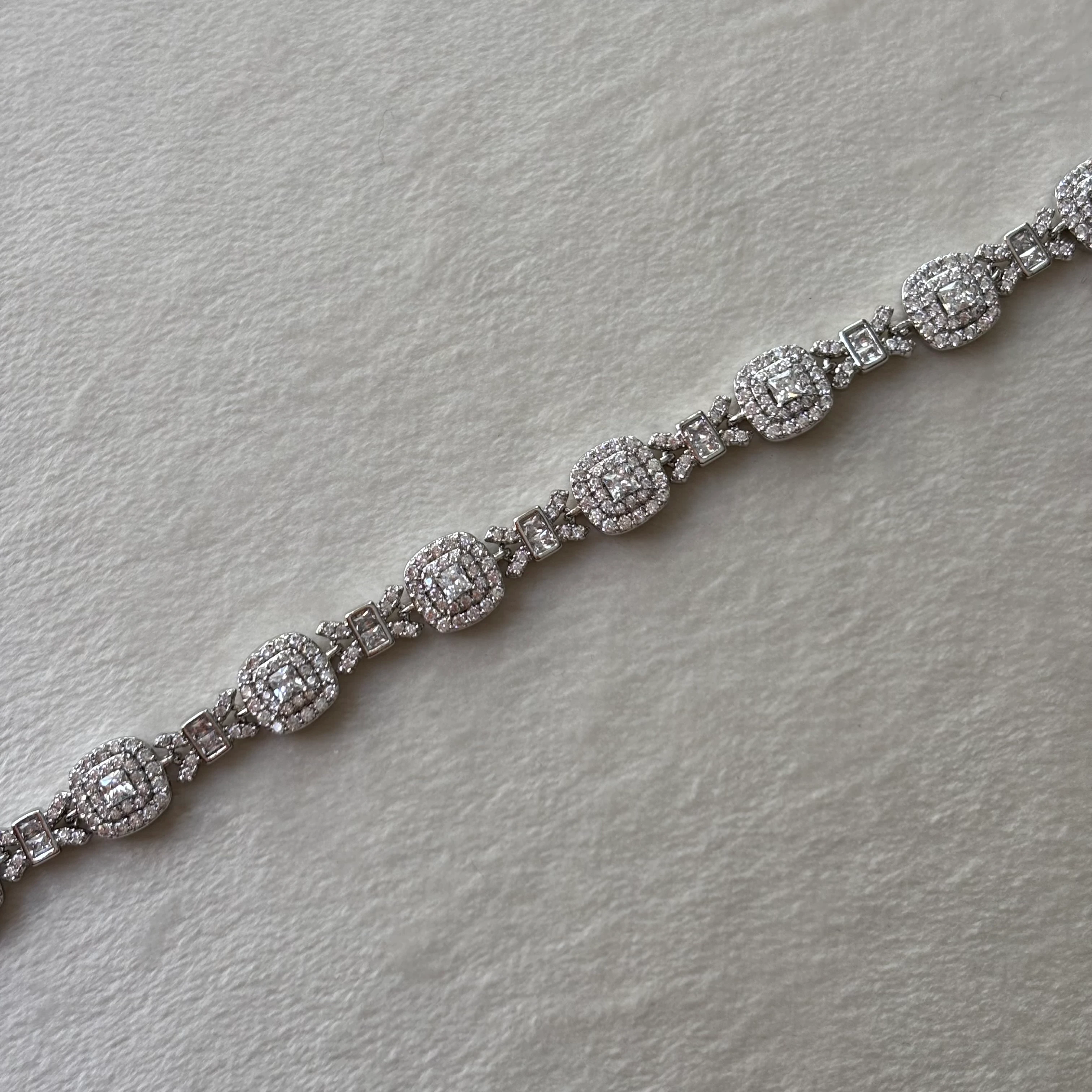 xuping | taşlı kare bileklik | silver 