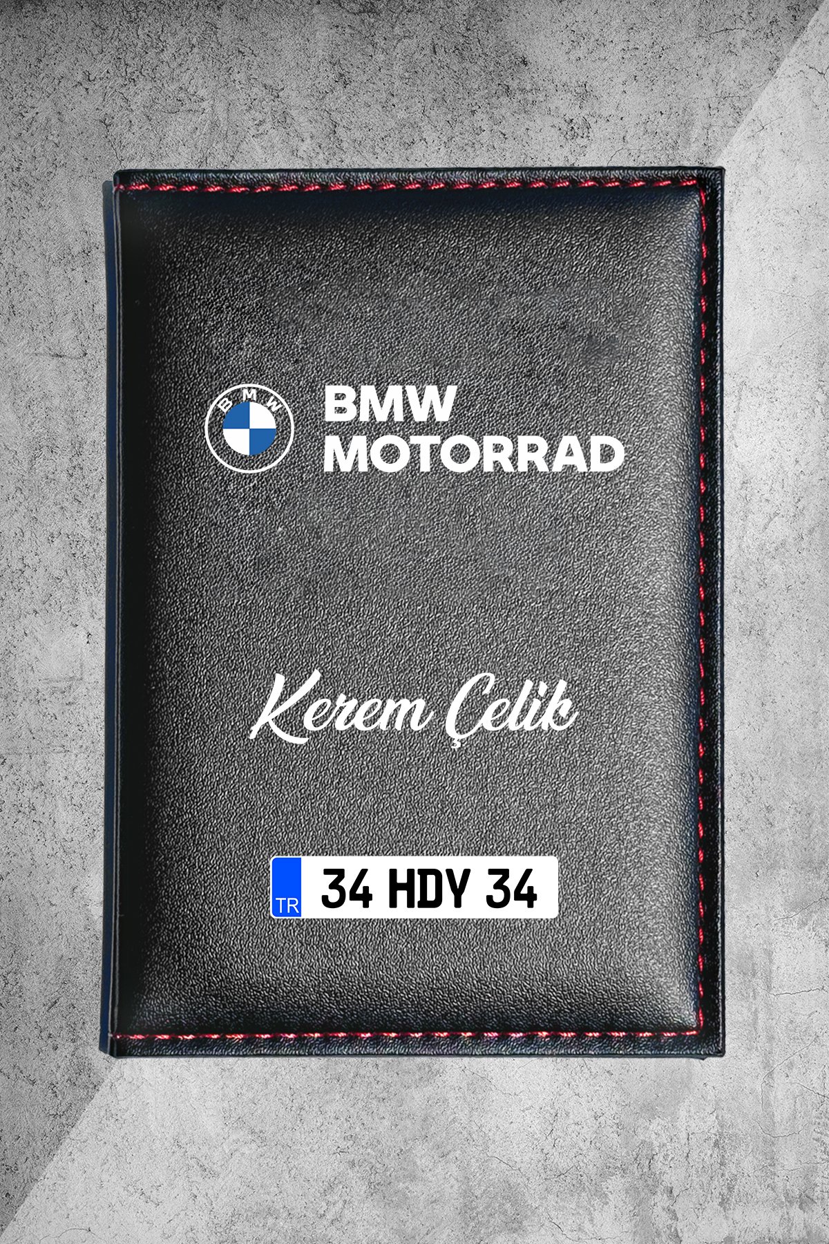 Kişiye Özel BMW Motorrad Logolu Termo Deri Ruhsat Kabı