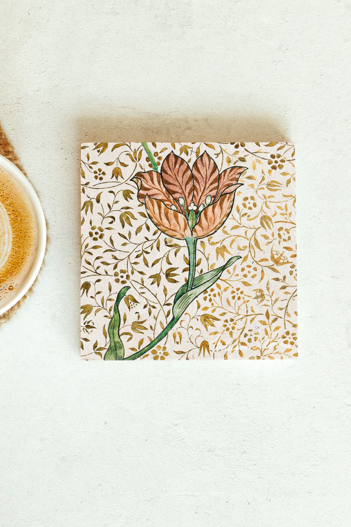 William Morris Serisi Tekli Taş Bardak Altlığı