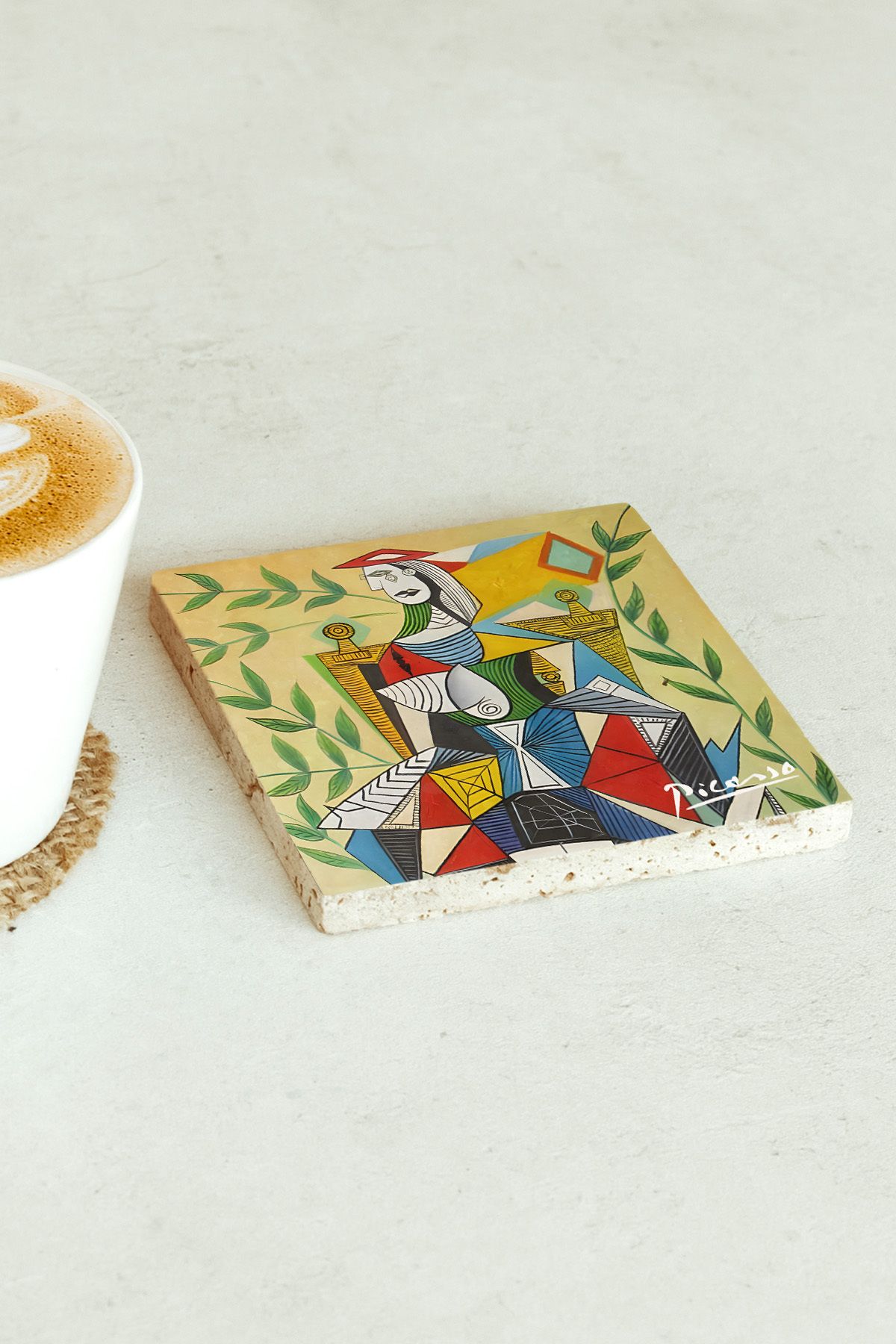 Picasso Serisi Tekli Taş Bardak Altlığı