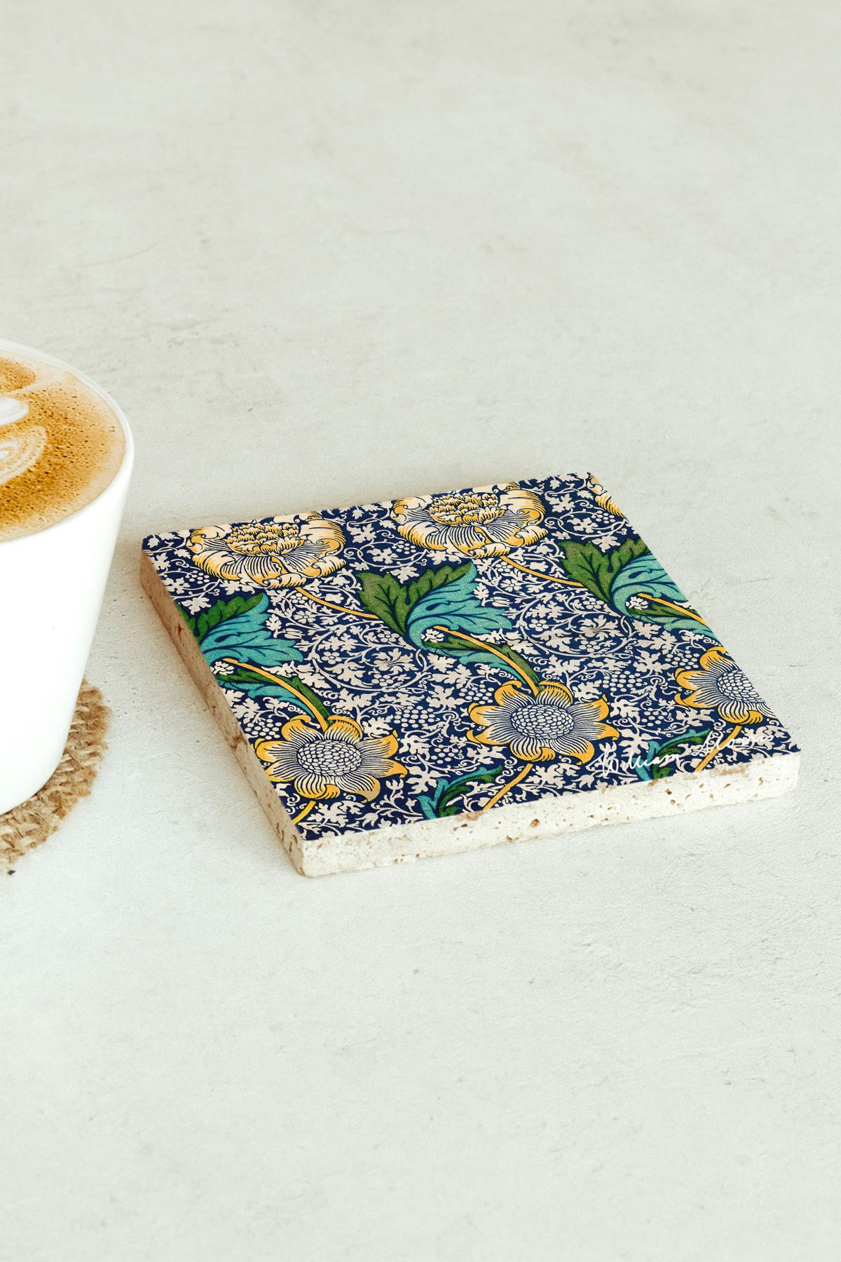 William Morris Serisi Tekli Taş Bardak Altlığı