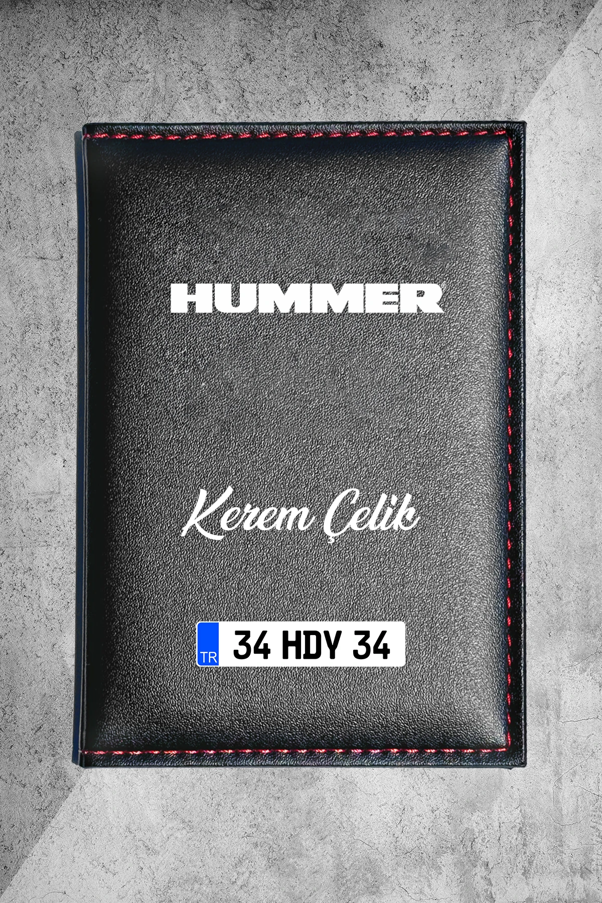 Kişiye Özel Hummer Logolu Termo Deri Ruhsat Kabı