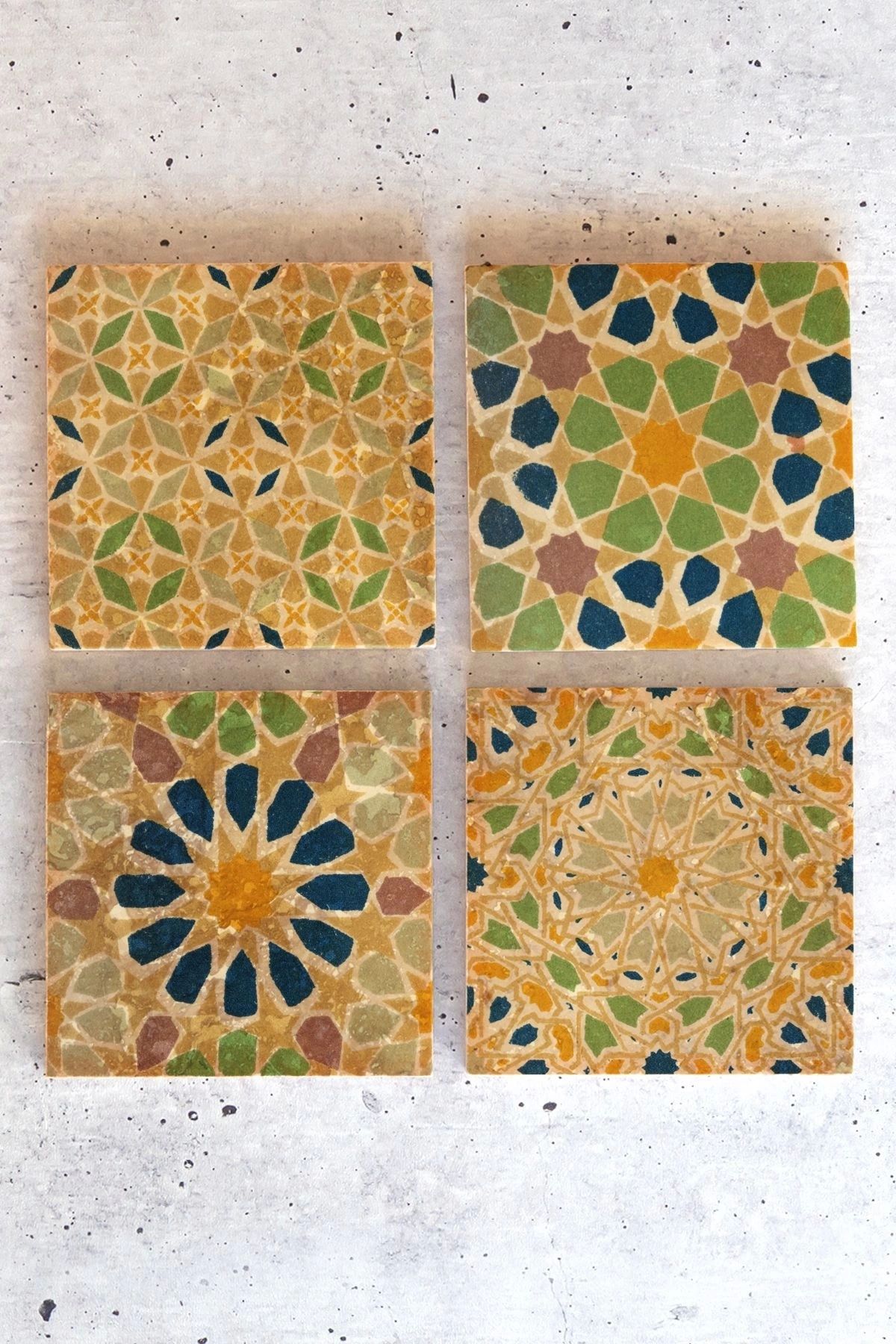 Desenler 4lü Set Taş Bardak Altlığı Desen01