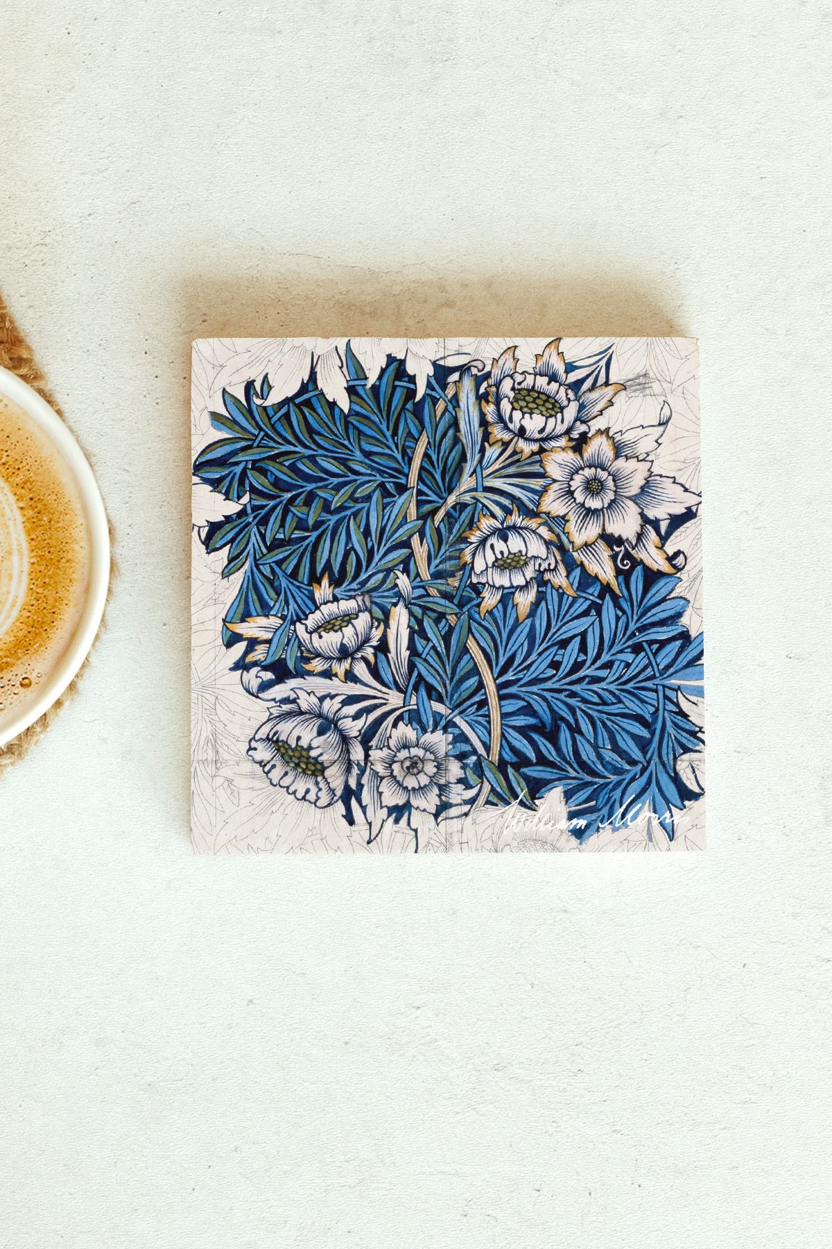 William Morris Serisi Tekli Taş Bardak Altlığı