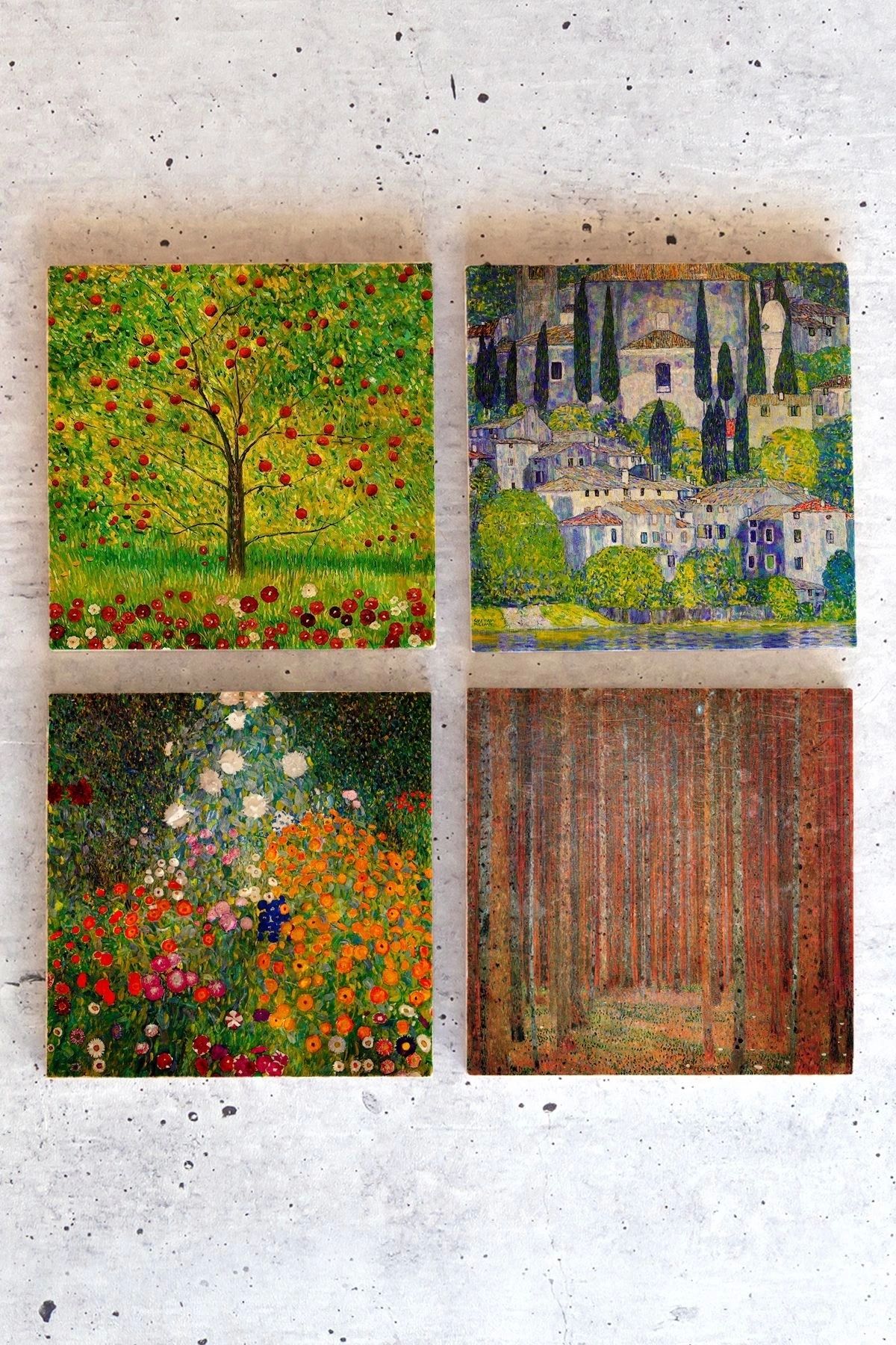 Gustav Klimpt 4lü Set Taş Bardak Altlığı Gustav01