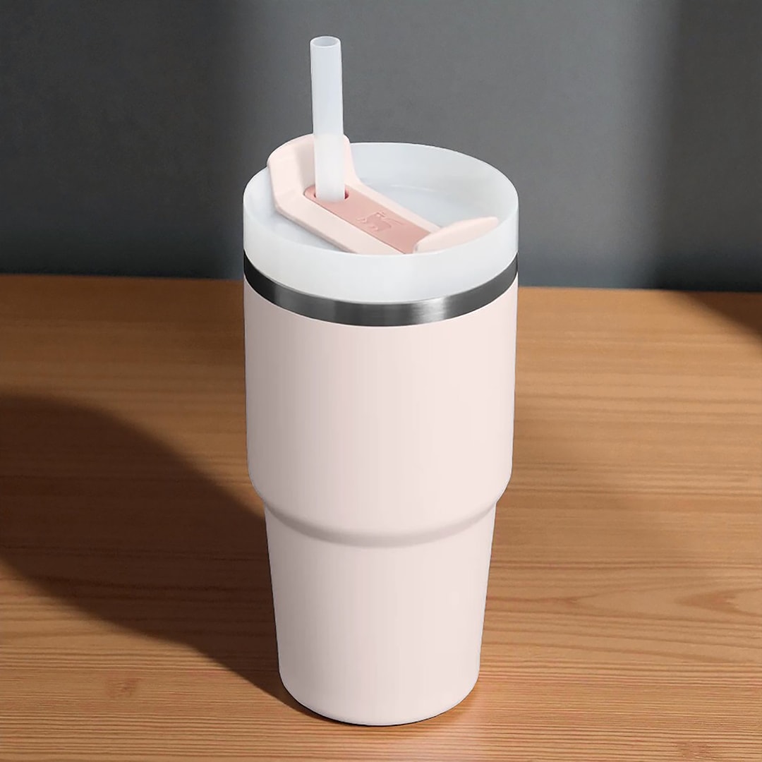 Kişiye Özel Stanley Quencher Pipetli Termos Bardak 0.60 L Rose Quartz (Pembe)