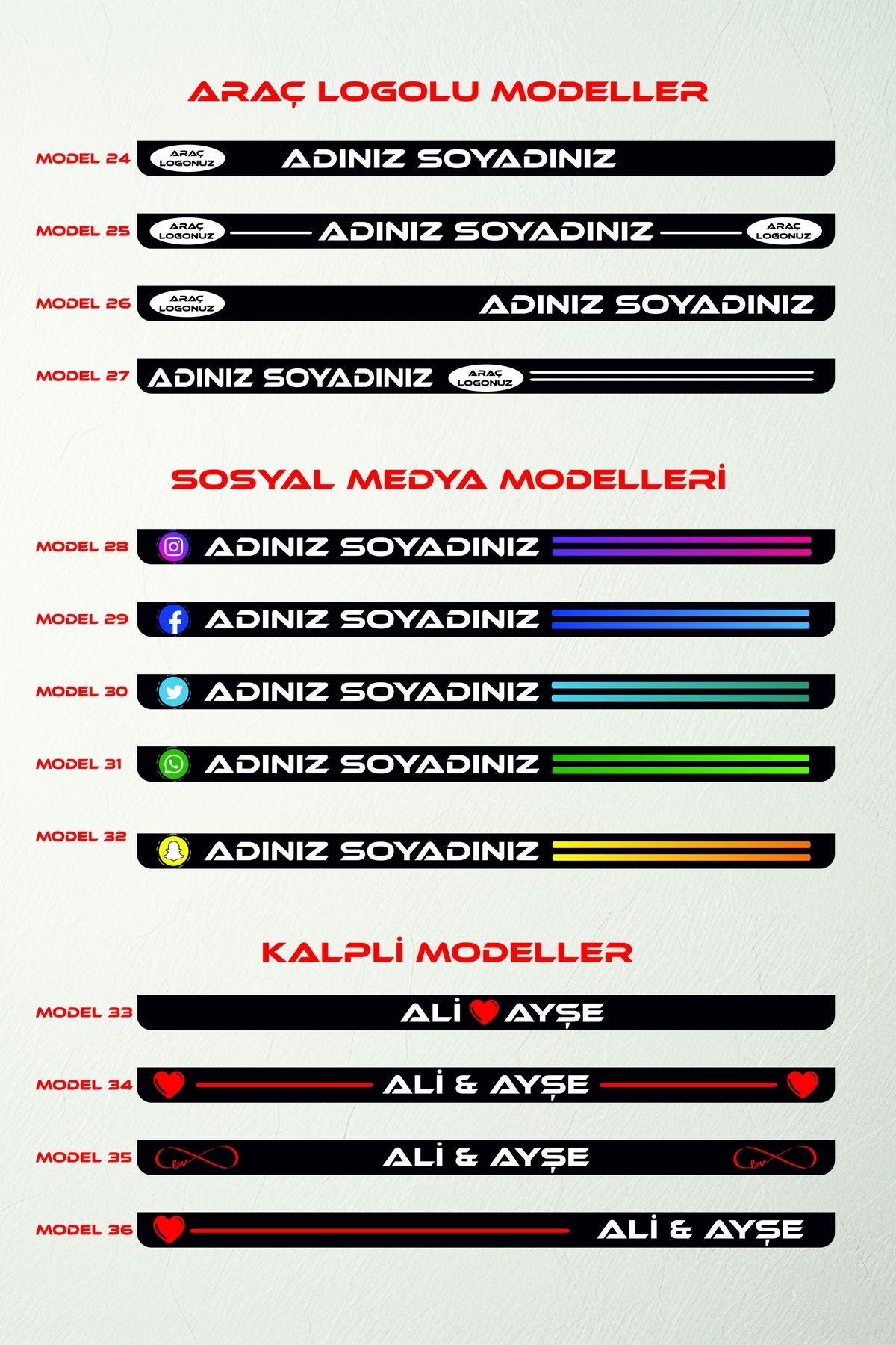 Kişiye Özel Isimli Oto Plakalık - 2 Adet