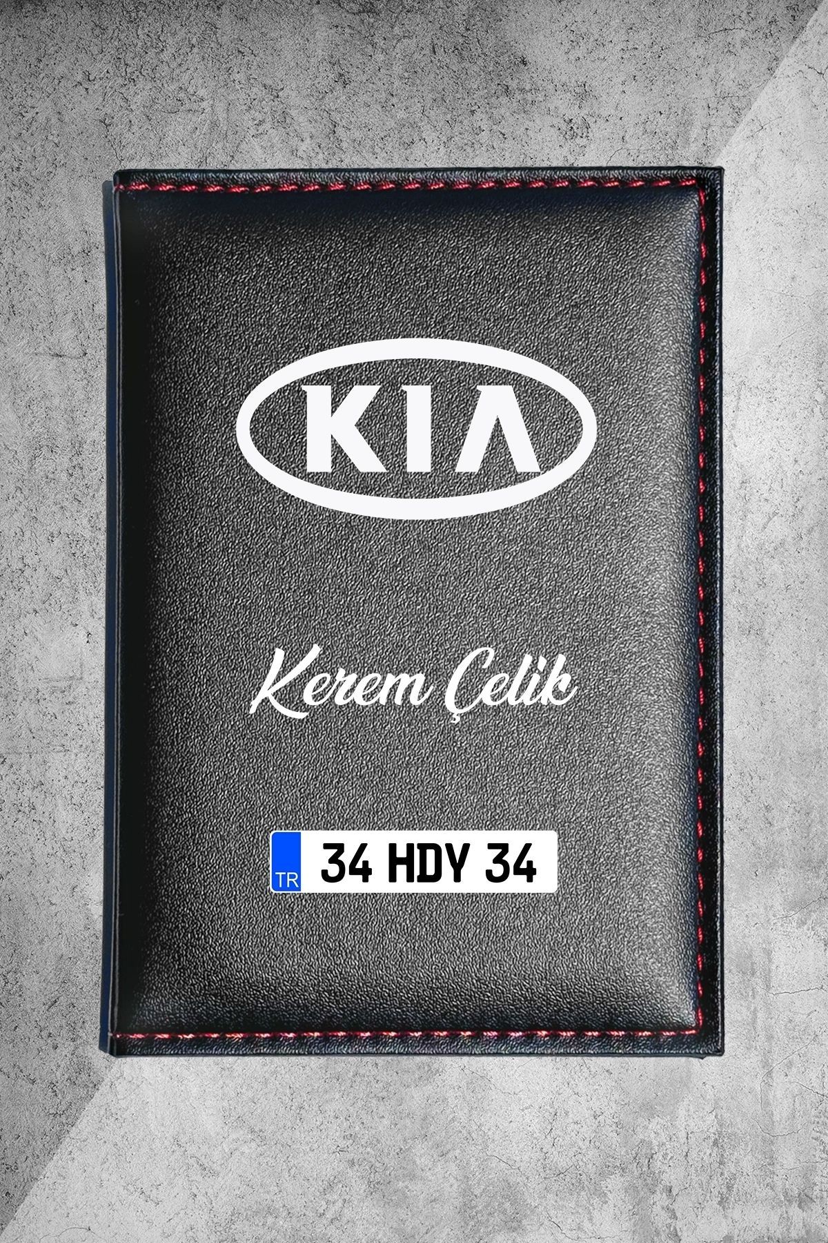 Kişiye Özel Kia Logolu Termo Deri Ruhsat Kabı