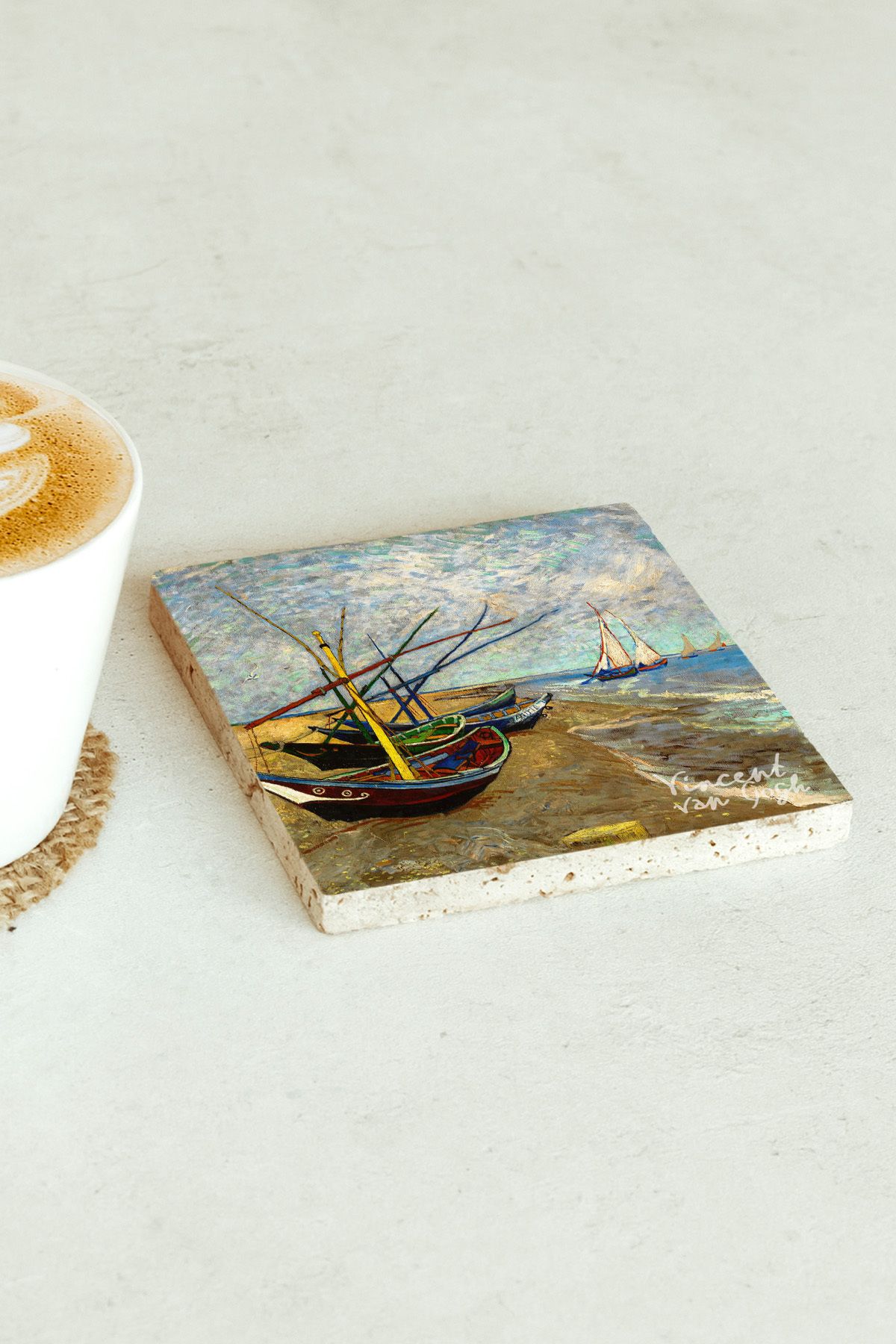 Vincent Van Gogh Serisi Tekli Taş Bardak Altlığı