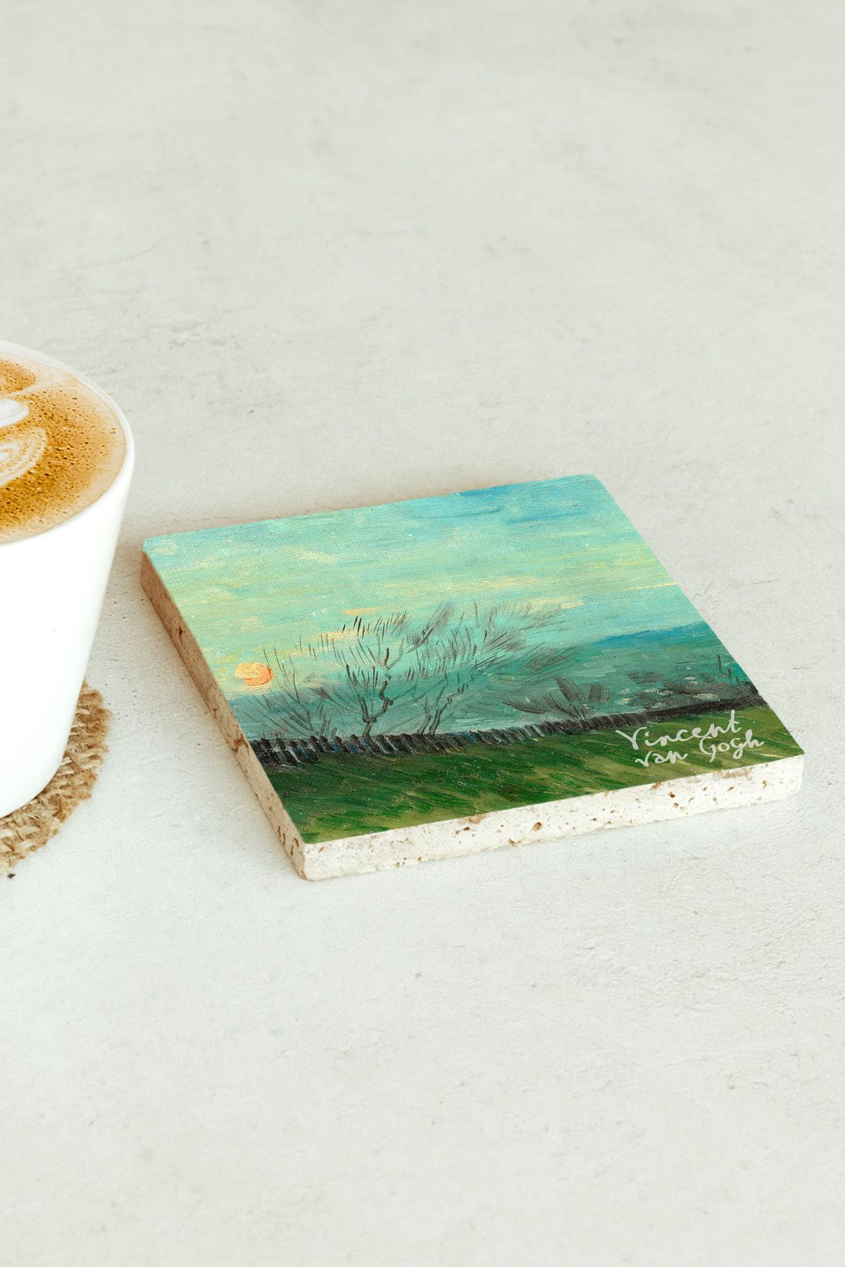 Vincent Van Gogh Serisi Tekli Taş Bardak Altlığı