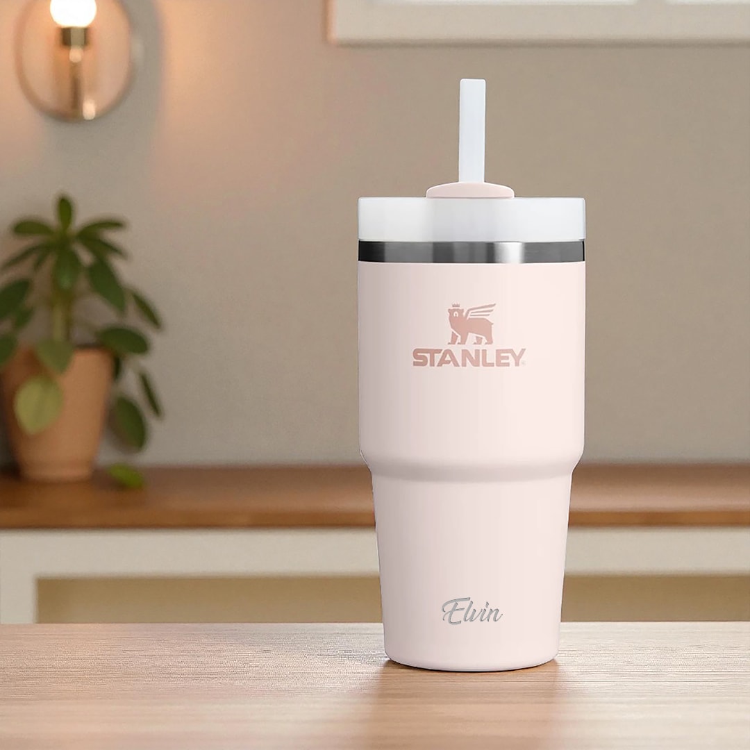 Kişiye Özel Stanley Quencher Pipetli Termos Bardak 0.60 L Rose Quartz (Pembe)