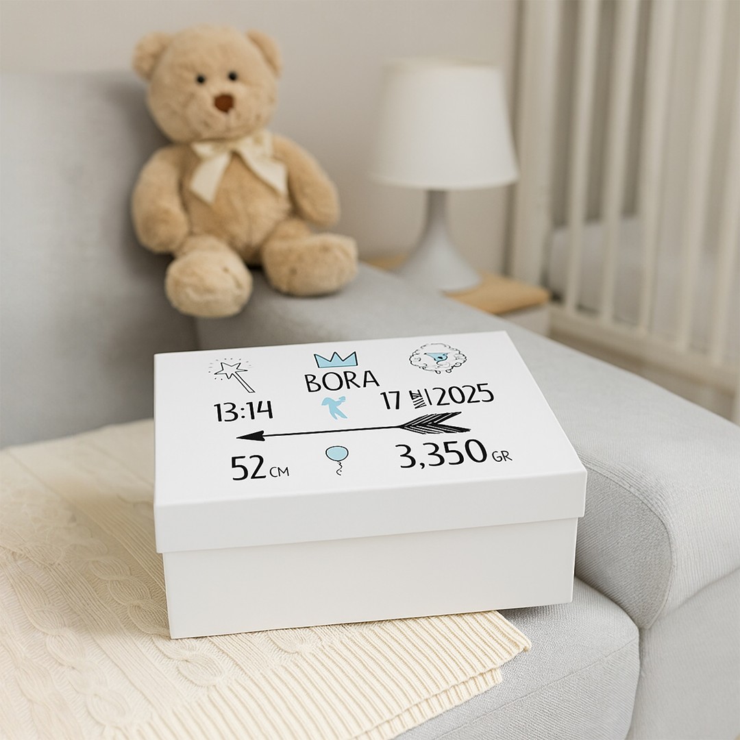 Kişiye Özel Bebek Tasarımlı Boş Hediye Kutusu – Hoşgeldin Bebek & Baby Shower