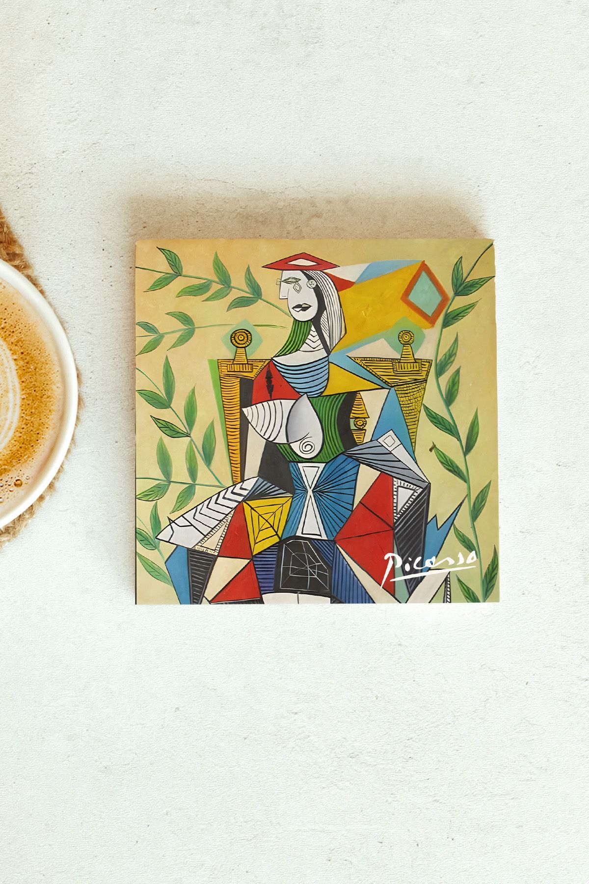 Picasso Serisi Tekli Taş Bardak Altlığı