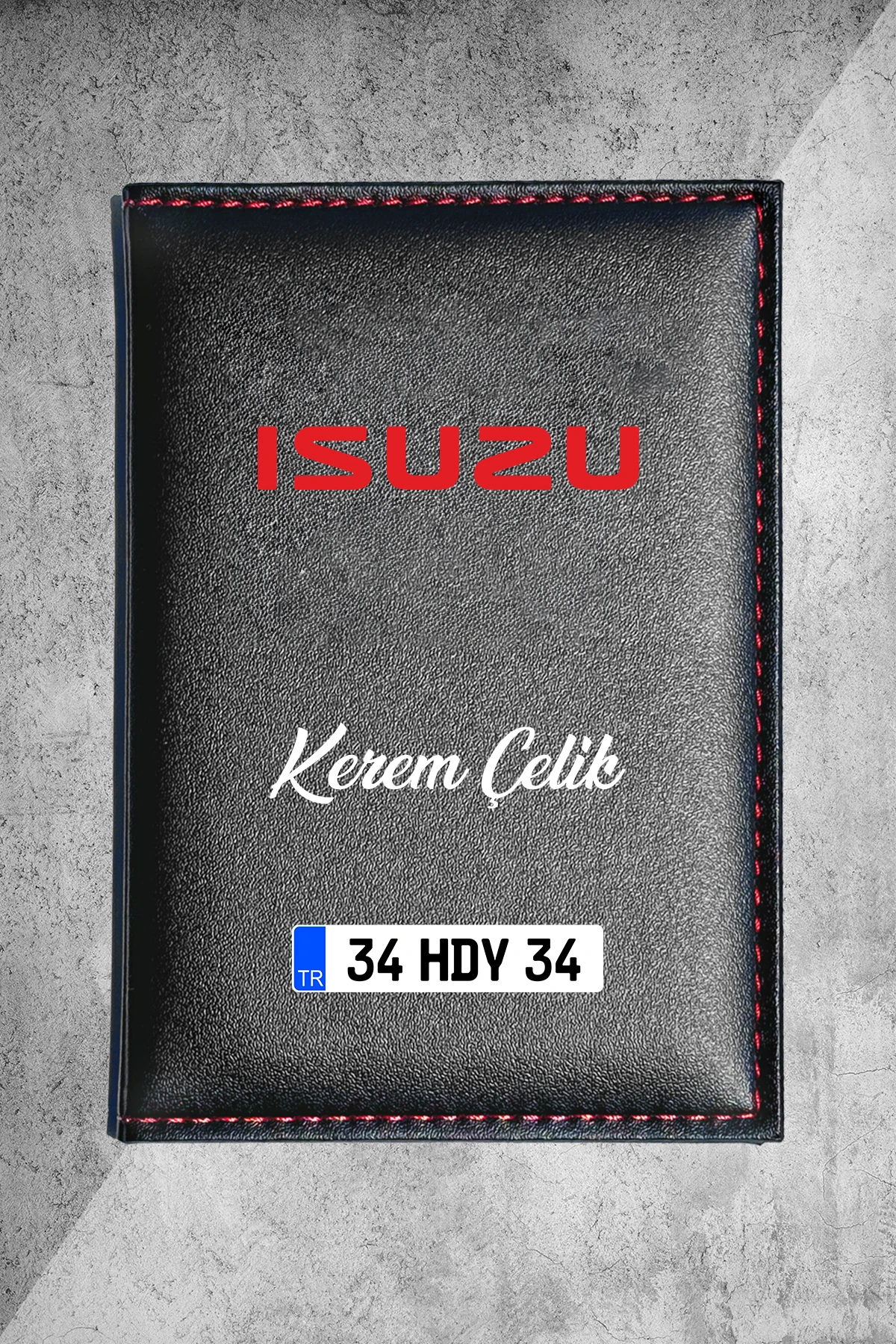 Kişiye Özel Isuzu Logolu Termo Deri Ruhsat Kabı